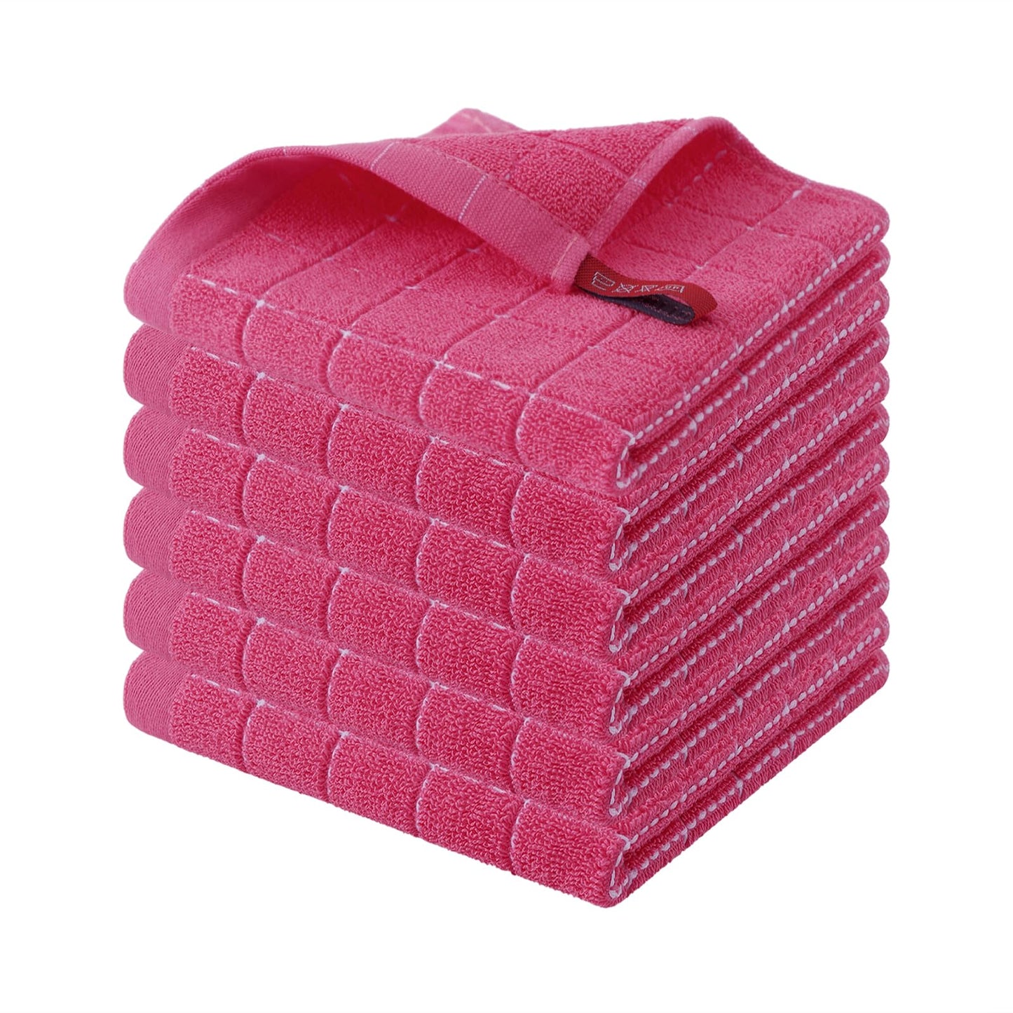 Homaxy 100% Cotton Terrycloth Check Design Dish Cloths & Dish Towels, Soft and Absorbent, Perfect for Kitchen Drying and Washing