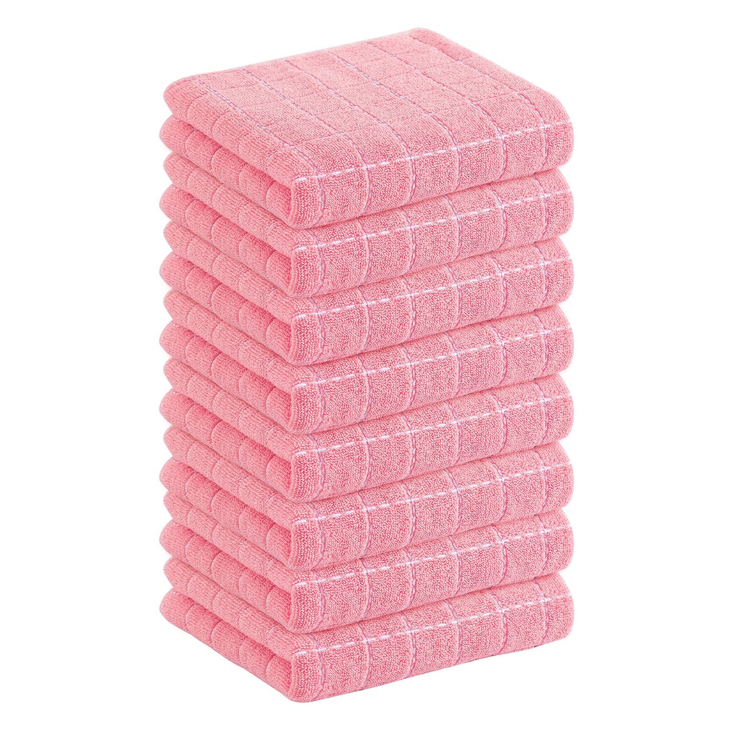 Homaxy 100% Cotton Terrycloth Check Design Dish Cloths & Dish Towels, Soft and Absorbent, Perfect for Kitchen Drying and Washing