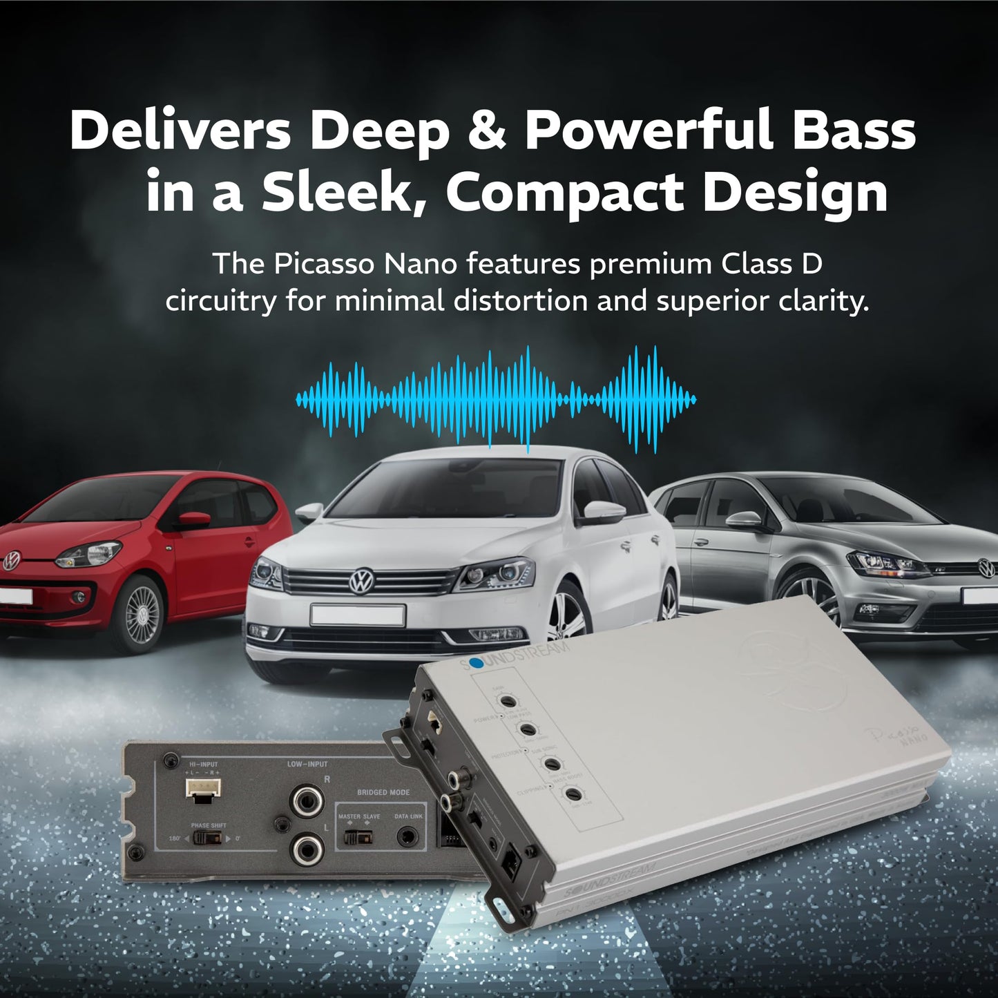 Soundstream Picasso Nano Series of Car Stereo Amplifiers, Monoblock Amps, 4 Channel Amp, 5 Channel Car Audio Amplifier, Mono and Multichannel Amps