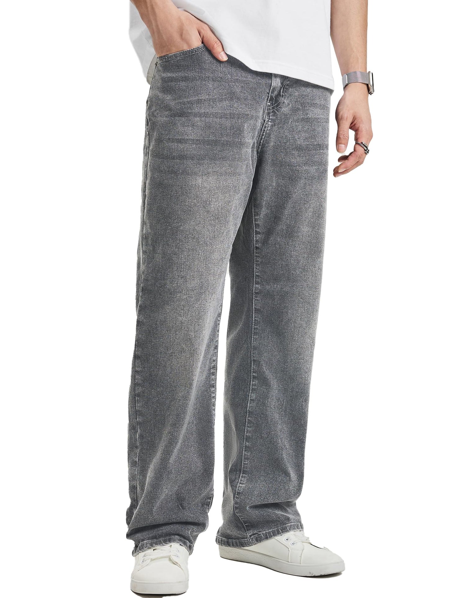 JMIERR Mens Baggy Jeans Stretch Casual Loose Fit Jeans Streetwear Denim Pants