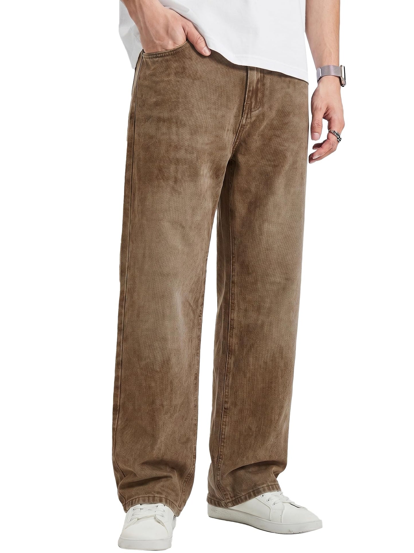 JMIERR Mens Baggy Jeans Stretch Casual Loose Fit Jeans Streetwear Denim Pants