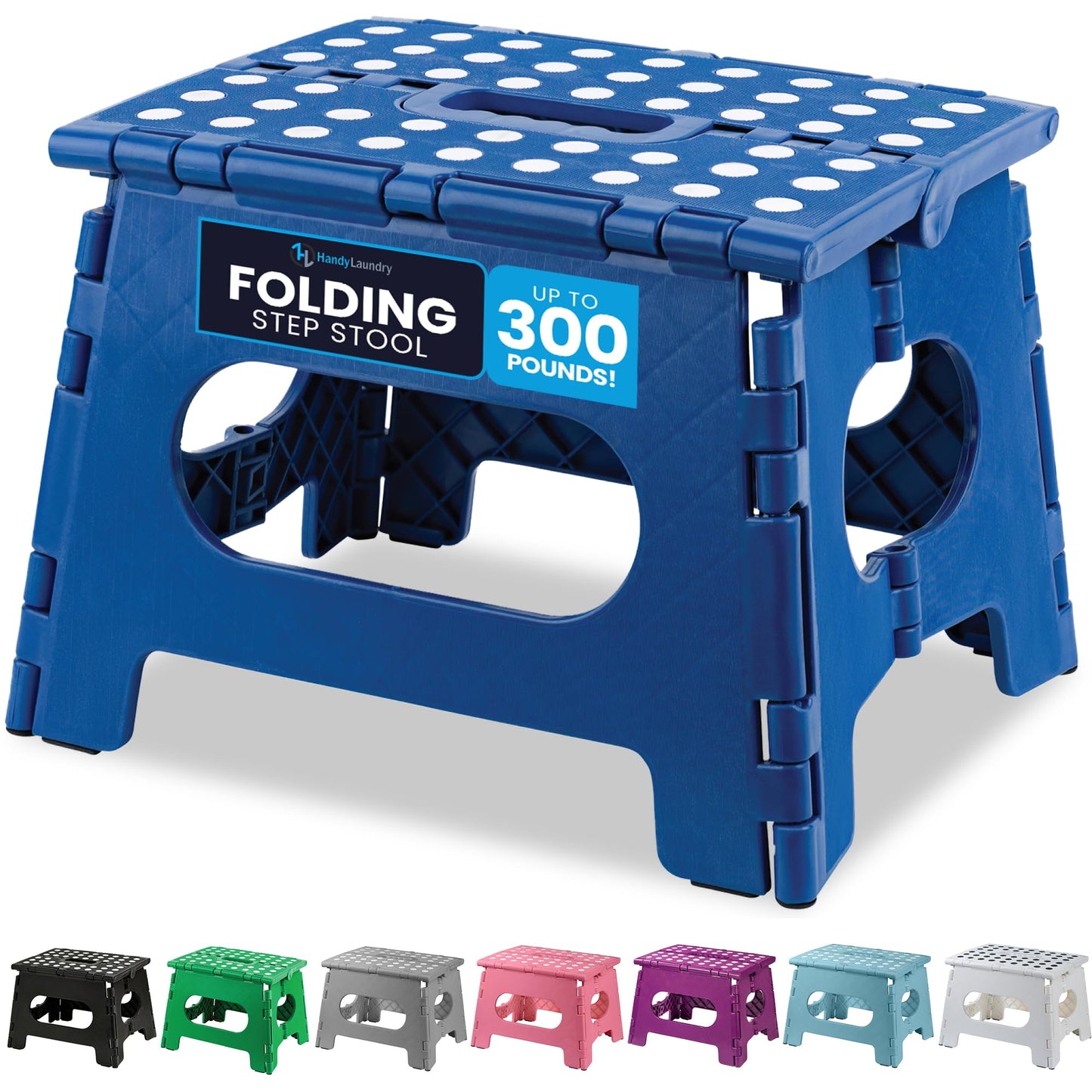 Handy Laundry Folding Lightweight Step Stool - Sturdy Enough to Support Adults and Safe Enough for Kids - Opens Easy with One Flip - Great for Kitchen, Bathroom or Bedroom