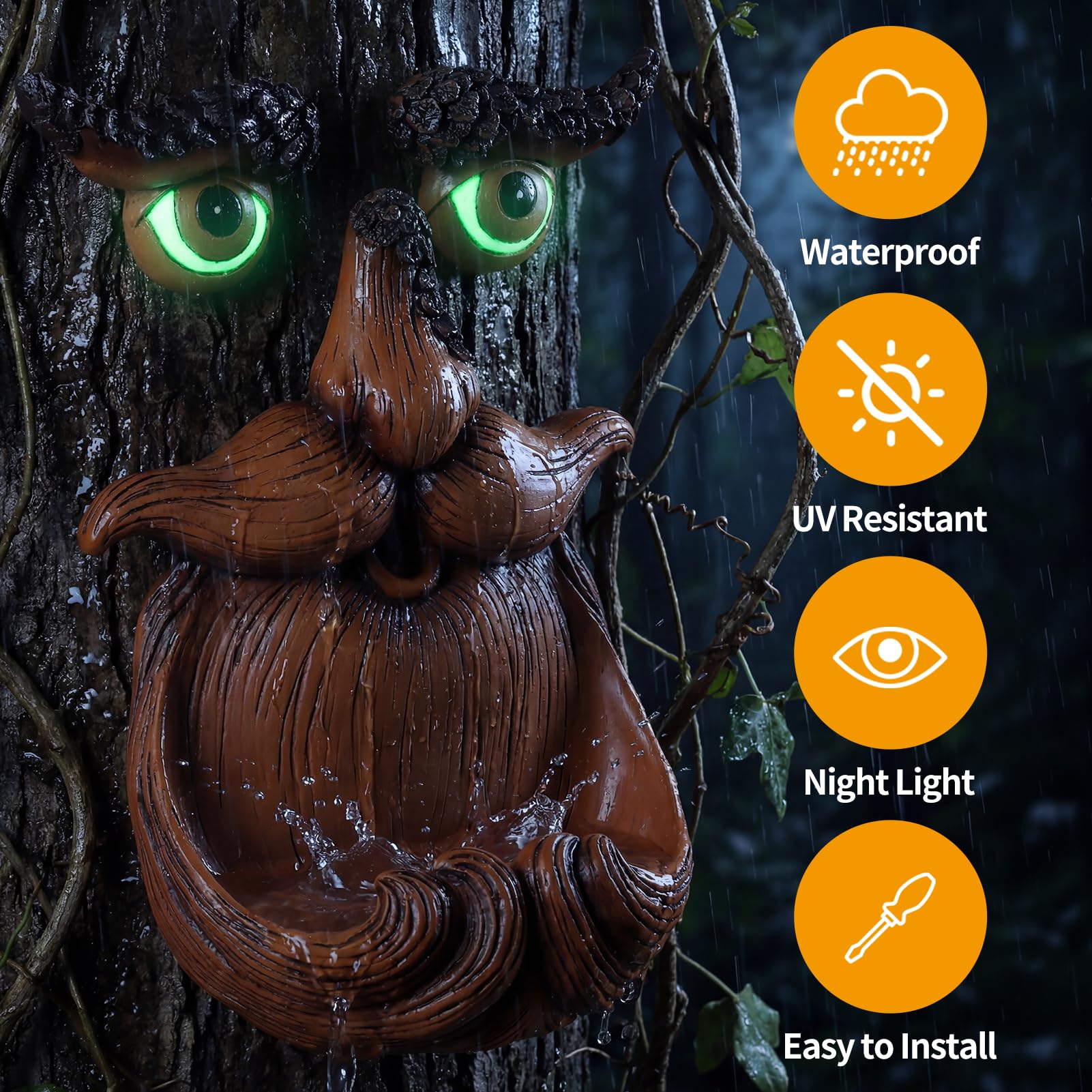 Tree Faces Decor Outdoor, Eyes Glow in Dark Tree Face for Tree Decoration, Tree Face Decor Tree Art for Lawn Garden Patio Backyard Ornaments