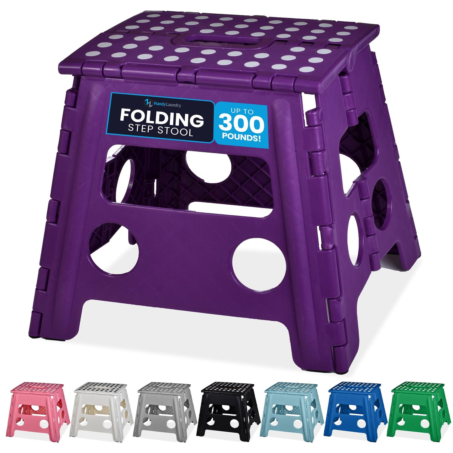 Handy Laundry Folding Lightweight Step Stool - Sturdy Enough to Support Adults and Safe Enough for Kids - Opens Easy with One Flip - Great for Kitchen, Bathroom or Bedroom