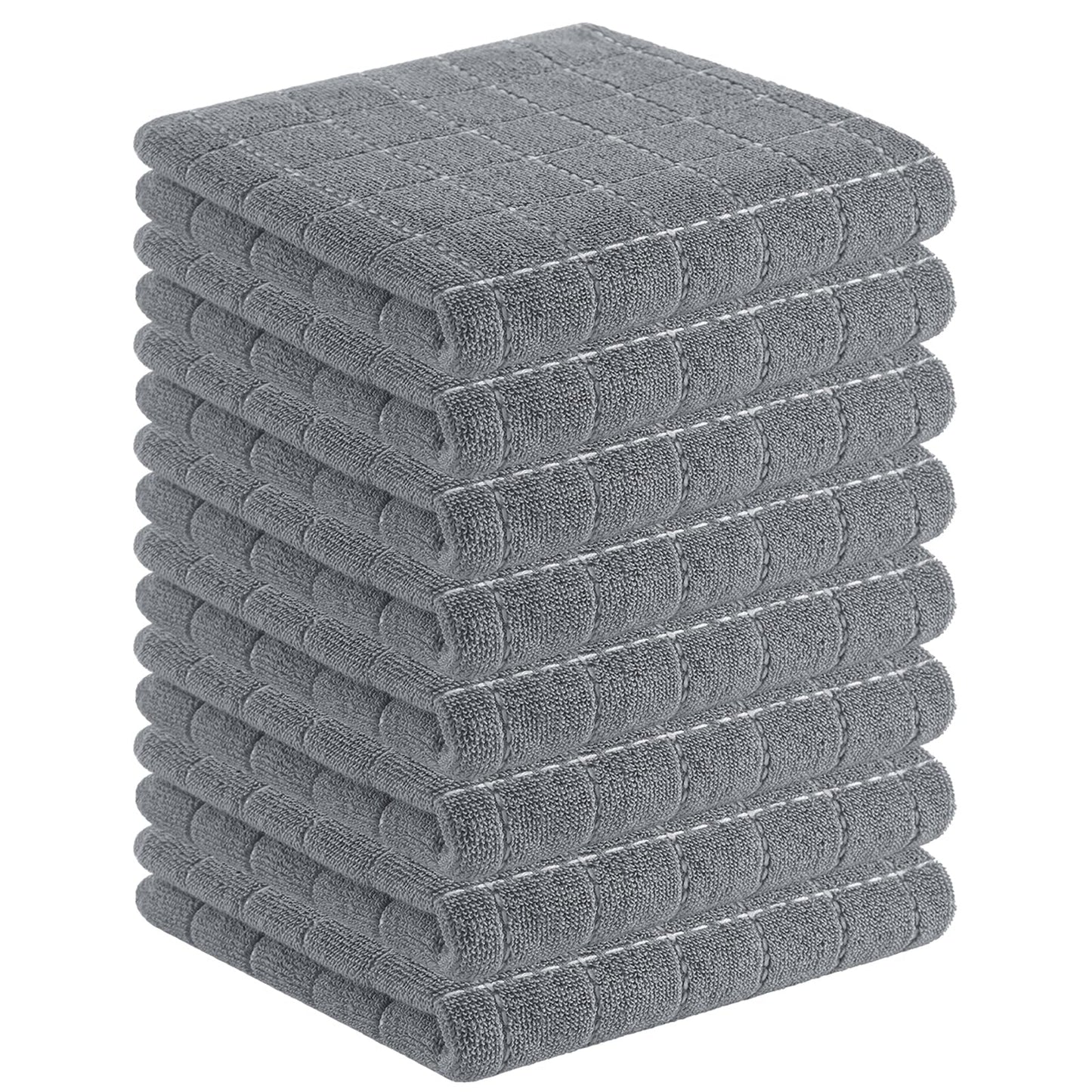 Homaxy 100% Cotton Terrycloth Check Design Dish Cloths & Dish Towels, Soft and Absorbent, Perfect for Kitchen Drying and Washing