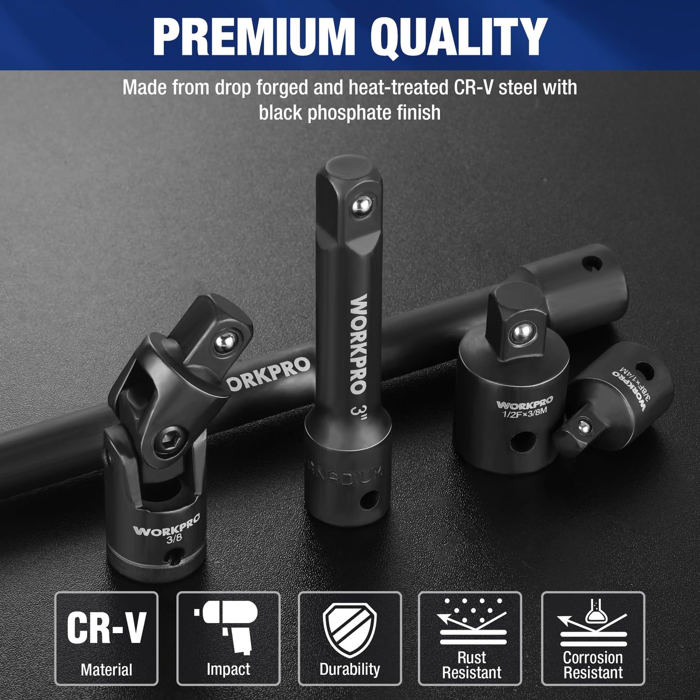 WORKPRO 18-Pieces Drive Tool Accessory Set+WORKPRO 9 PCS Socket Accessory Set
