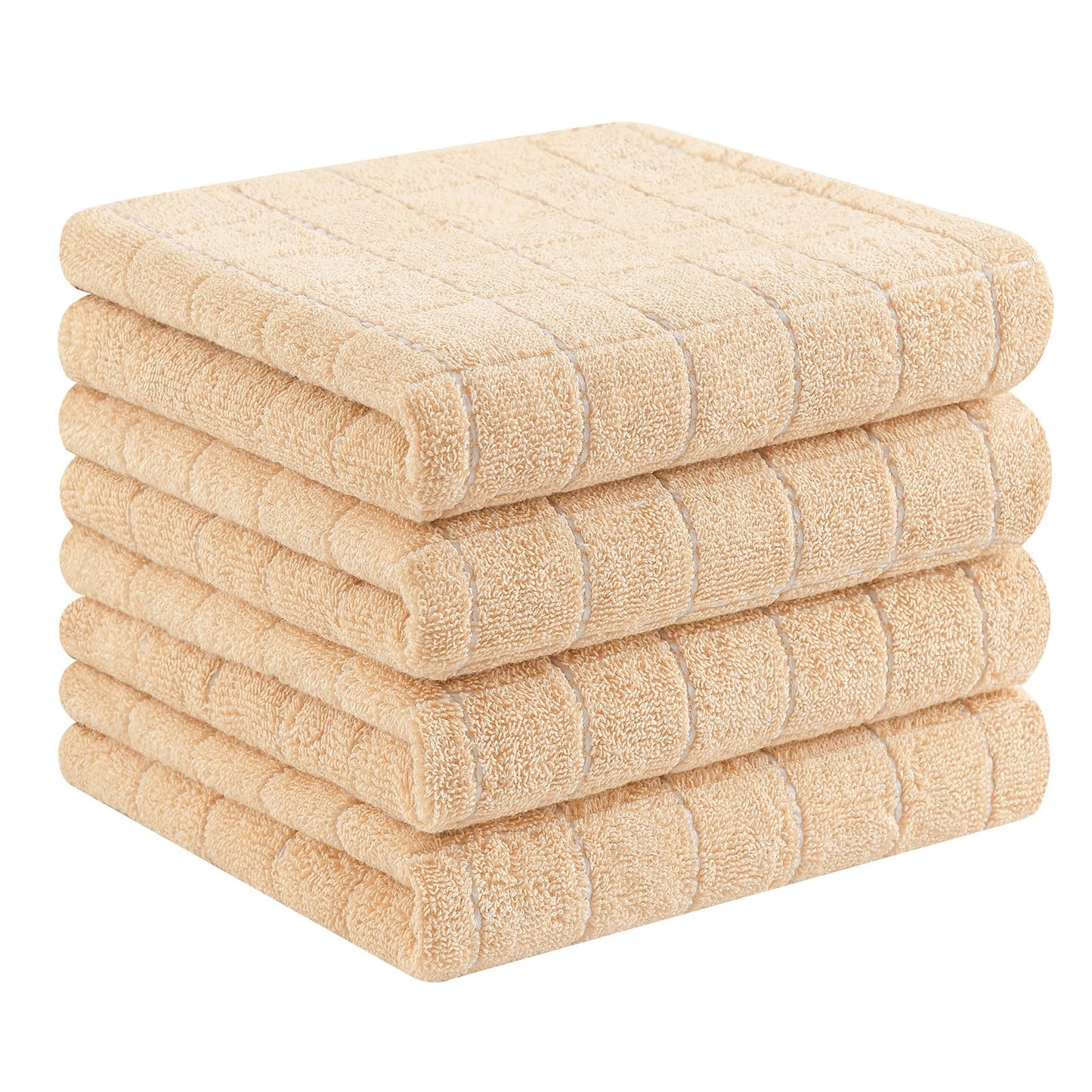 Homaxy 100% Cotton Terrycloth Check Design Dish Cloths & Dish Towels, Soft and Absorbent, Perfect for Kitchen Drying and Washing