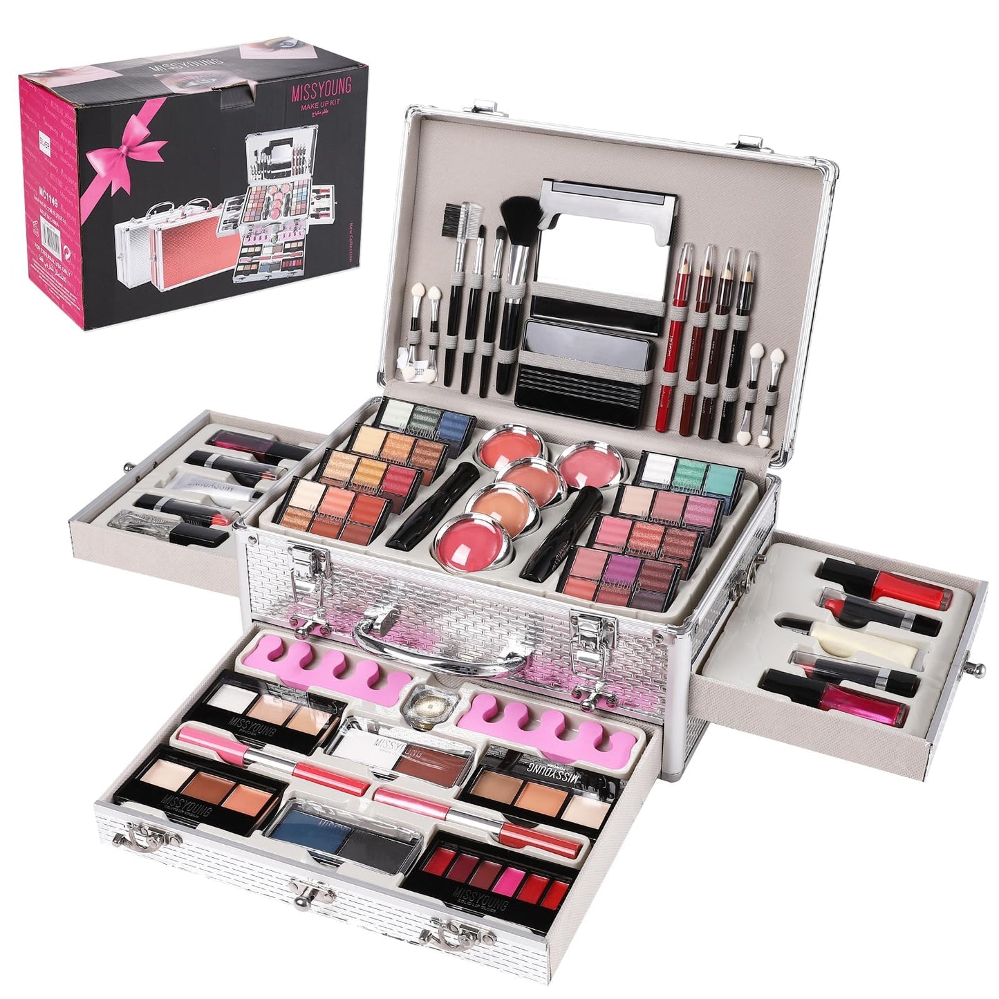 Hegafoo All in One Makeup Set for Teens & Women - Full Kit with Eyeshadow Palette, Lipstick Set, Concealer, Foundation, Lipgloss & Makeup Brushes
