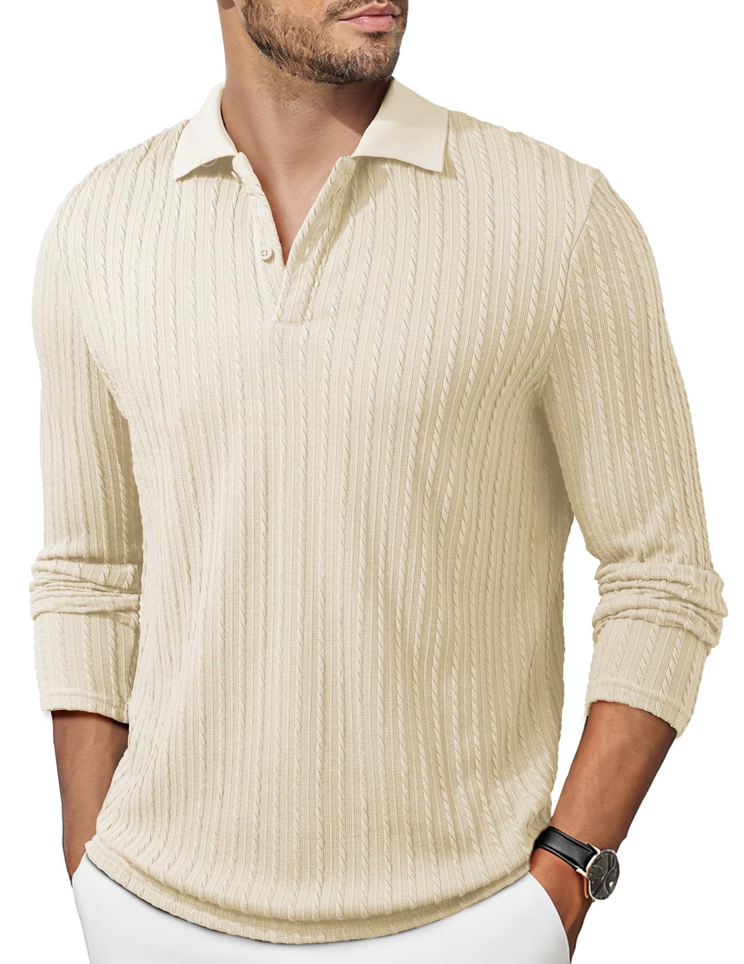 JMIERR Mens Casual Polo Shirt Summer Short Sleeve Vacation Button Beach Knit Stretchy Golf Shirts