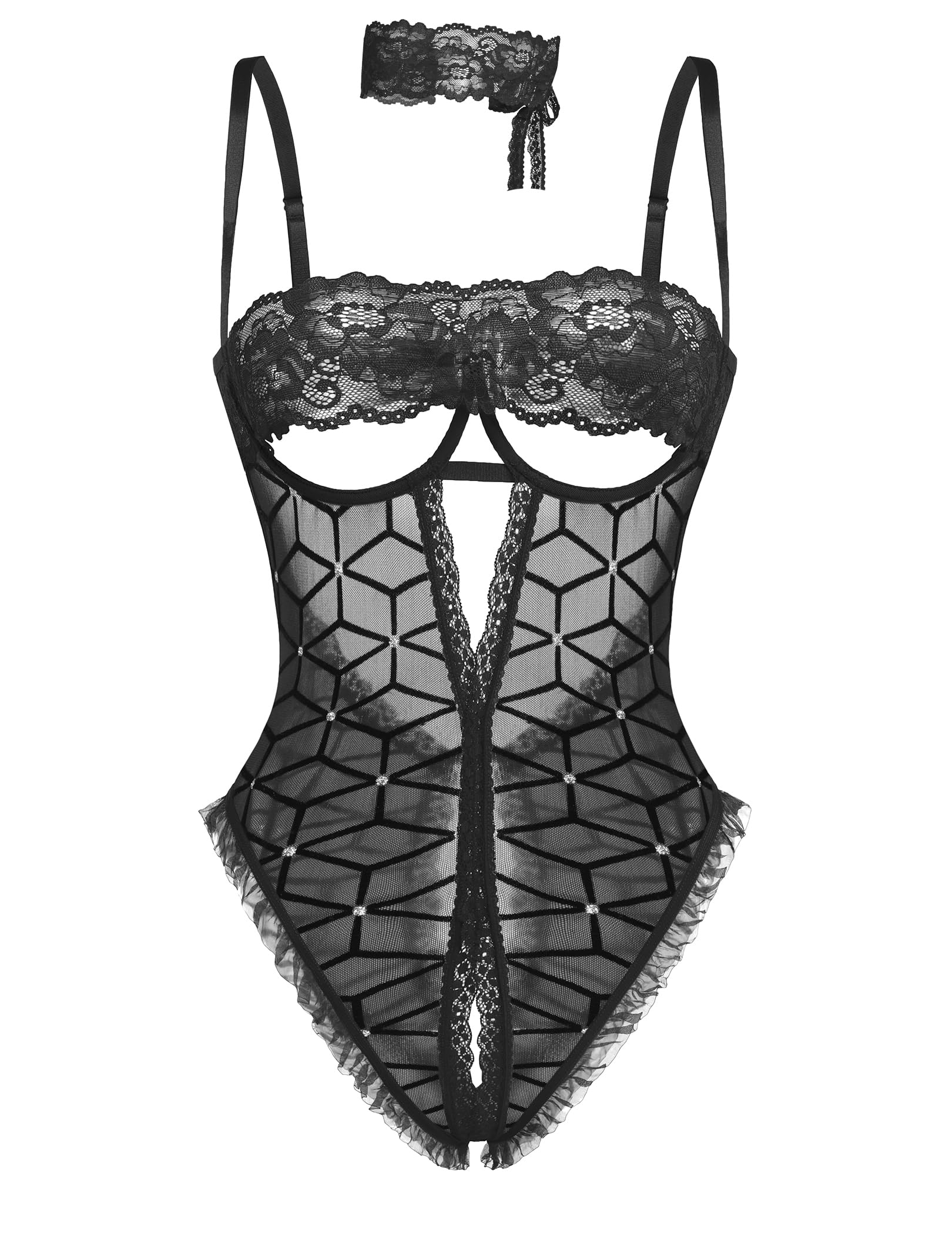 Avidlove Sexy Lingerie for Women Lace V Neck Teddy Lingerie One Piece Mini Bodysuit Exotic BabyDoll