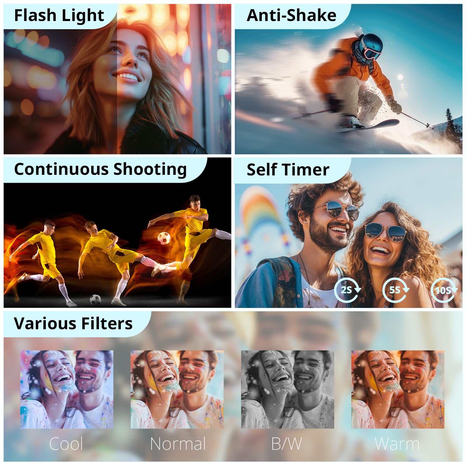 Duluvulu 4K Digital Camera for Photography Autofocus, 2026 Latest 48MP Vlogging Camera for YouTube with SD Card, 2 Batteries, 3" 180°Flip Screen Compact Travel Camera for Teens with 16X Zoom
