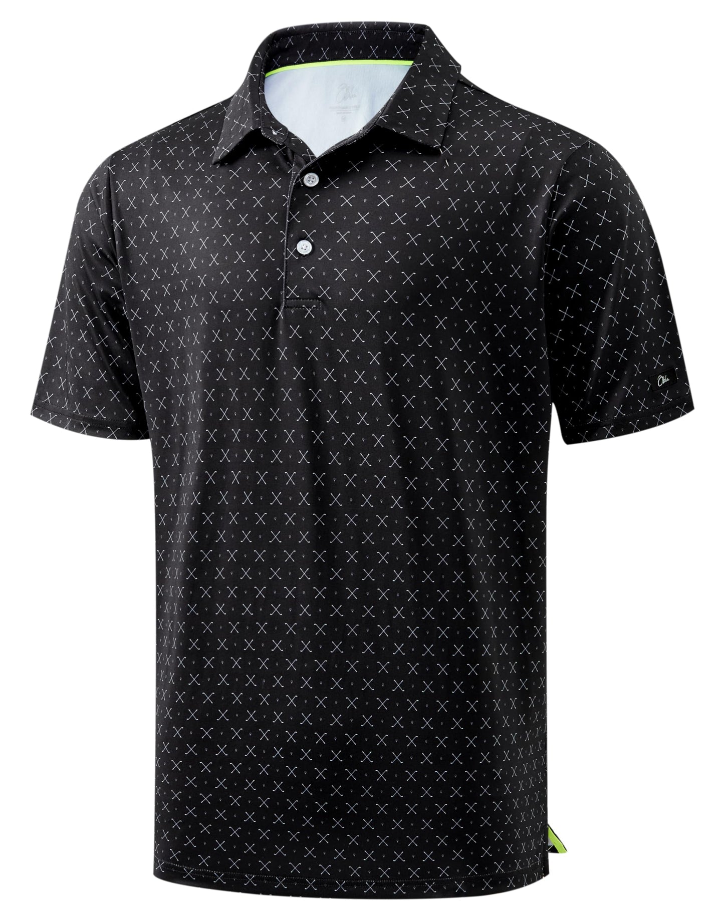 Obla Mens Golf Polo Shirts Short Sleeve Dry Fit Performance Moisture Wicking Casual Print Collared Golf Shirts for Men