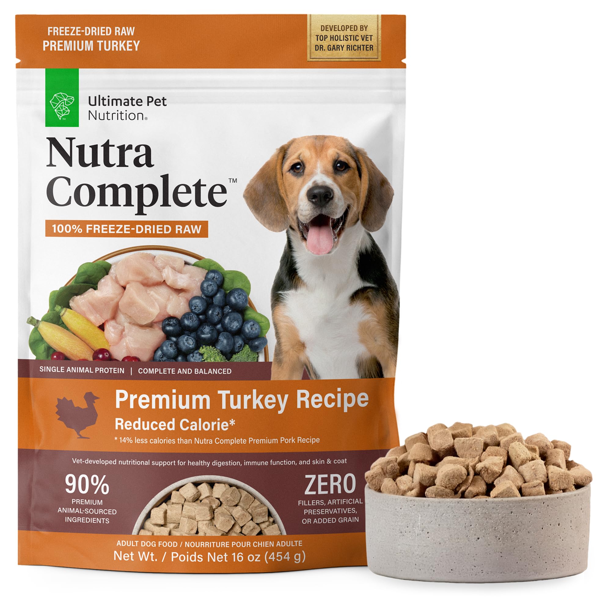 ULTIMATE PET NUTRITION Nutra Complete, 100% Freeze Dried Veterinarian Formulated Raw Dog Food with Antioxidants Prebiotics and Amino Acids,