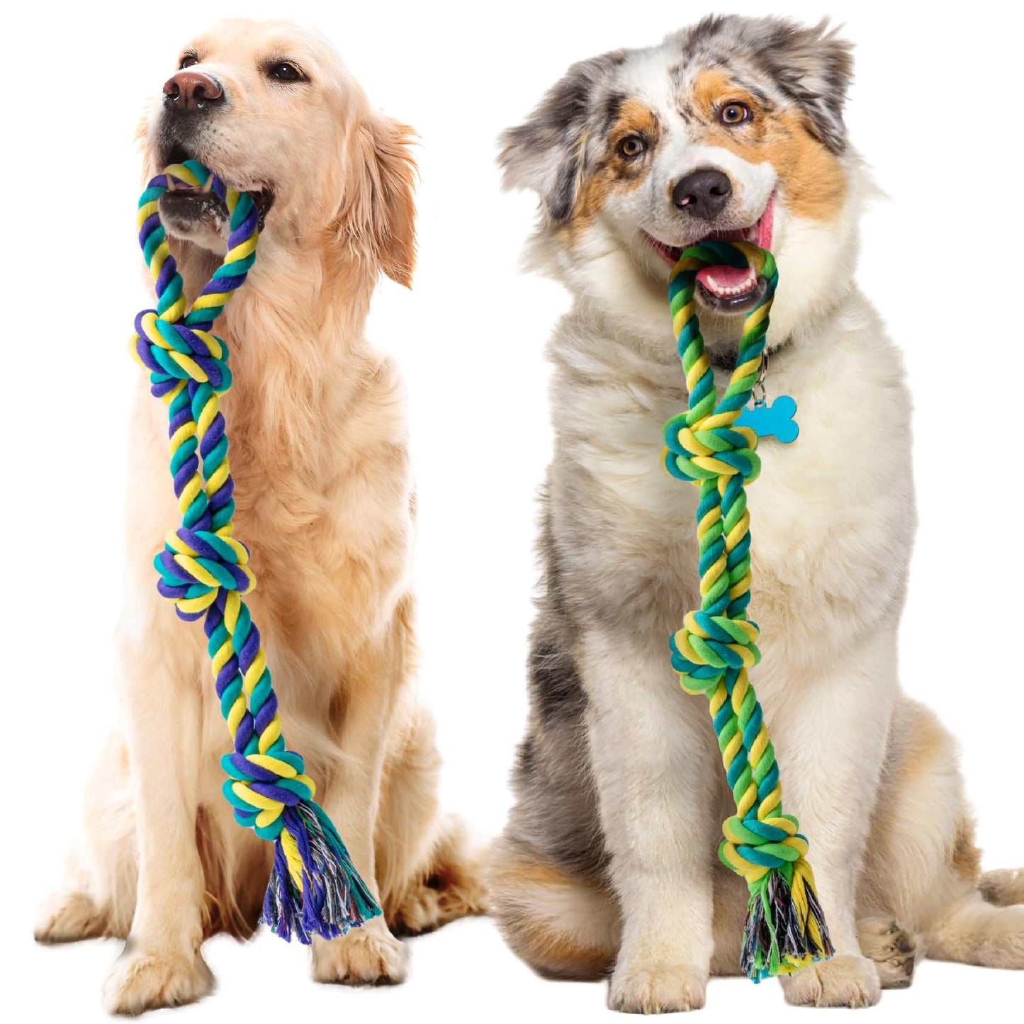 SHARLOVY Large Dog Chew Toys, Tough Dog Toys for Aggressive Chewers Large Breed,Heavy Duty Dental Dog Rope Toys Kit for Medium Dogs,5 Knots Indestructible Dog Toys