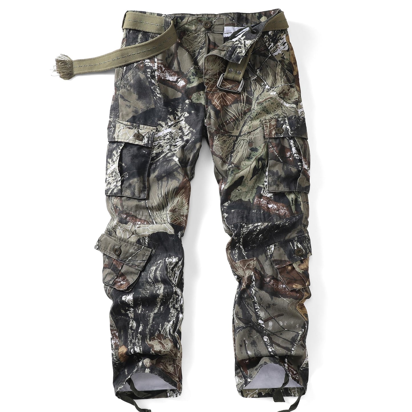 AKHIKING Men's Camo Cargo Work Pants Cotton Tactical Ripstop Casual Combat Pants with 8 Pockets