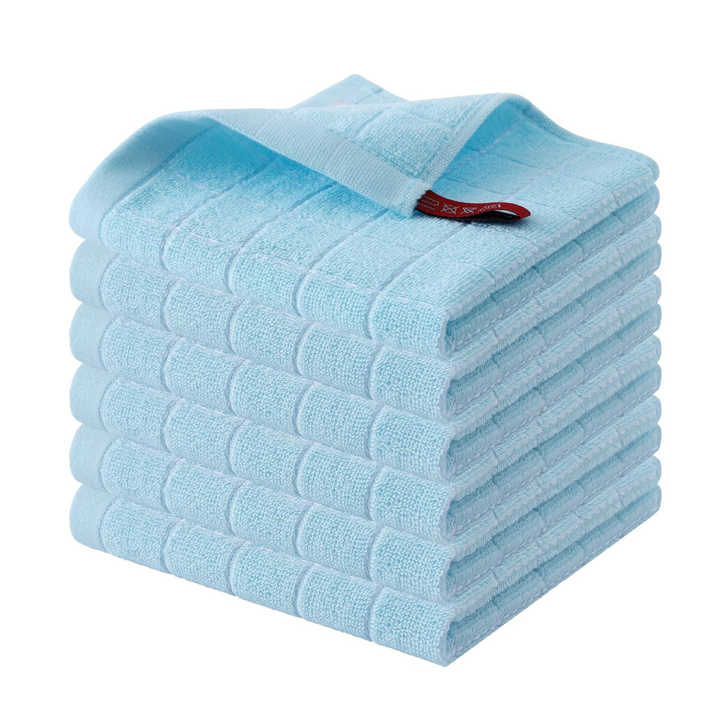 Homaxy 100% Cotton Terrycloth Check Design Dish Cloths & Dish Towels, Soft and Absorbent, Perfect for Kitchen Drying and Washing