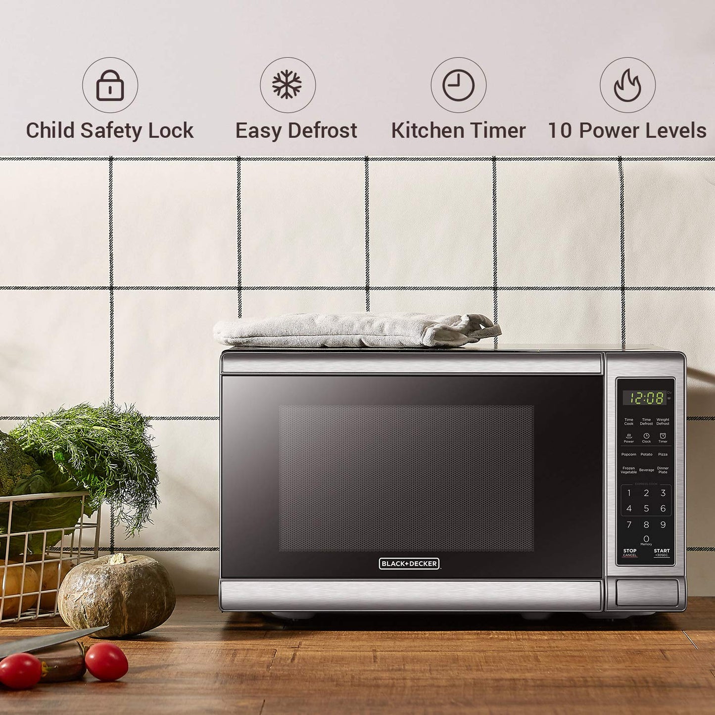 BLACK+DECKER Over the Range Microwave Oven with Air Fryer, Convection, and Bake Modes
