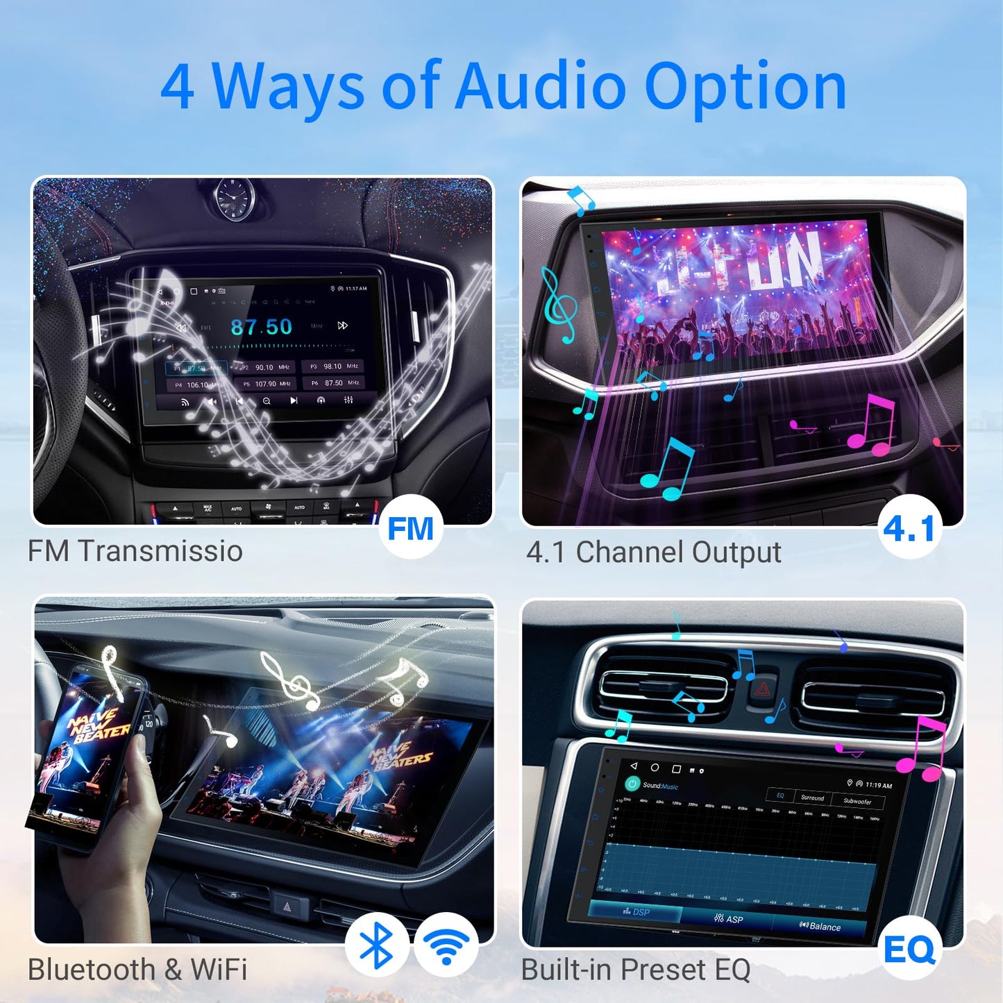 Haudio 7 Inch Double Din Car Stereo with Wireless Apple CarPlay & Android Auto