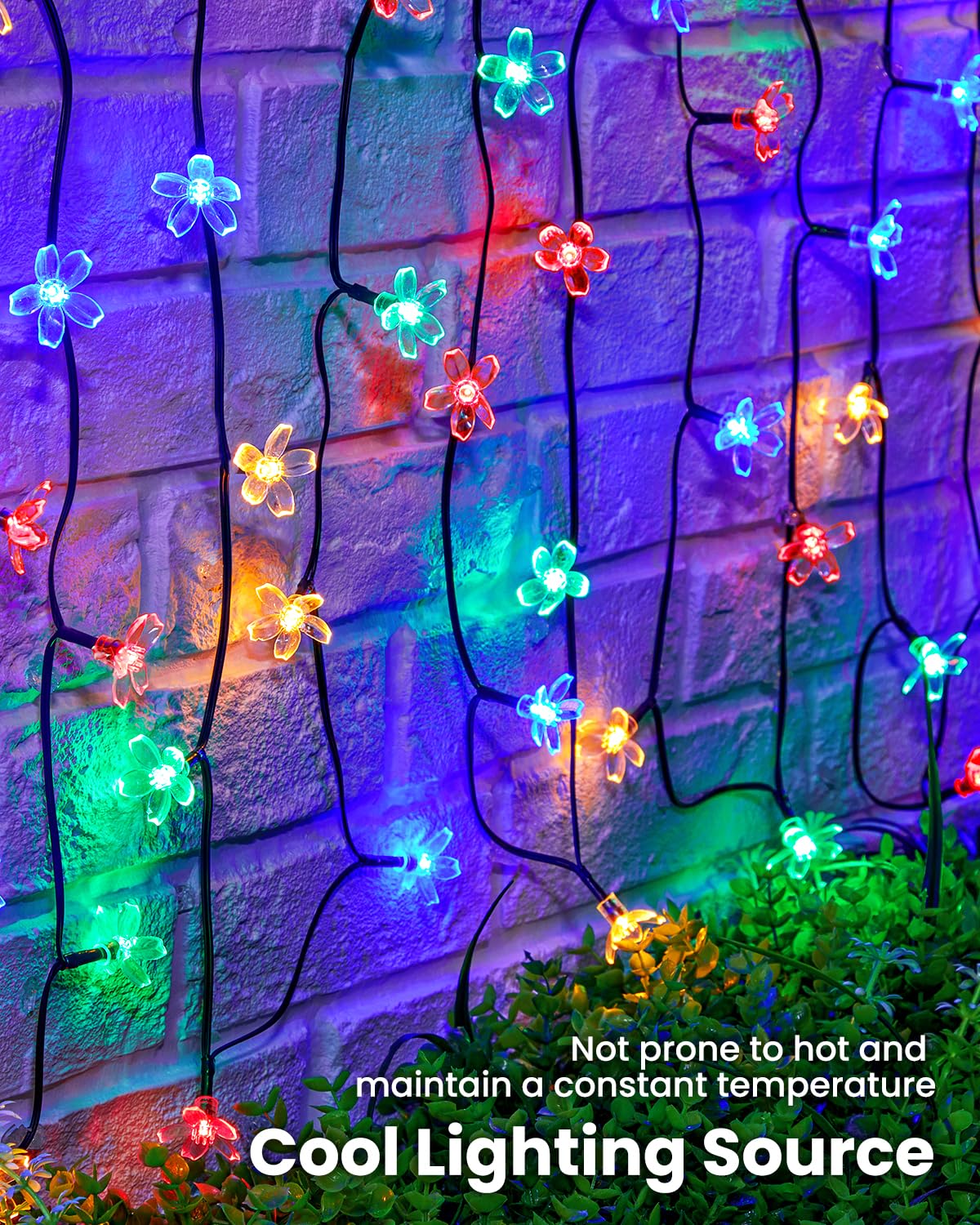 Brightown 60 LED Flower Solar String Lights Outdoor Waterproof Fairy Lights for Garden Yard Fence Patio Party Christmas Tree Wedding