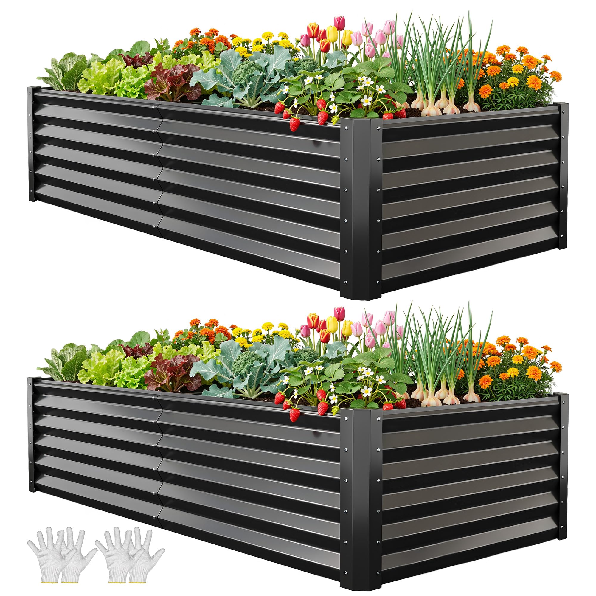 YITAHOME Raised Garden Bed Kit with Gloves, Ground Nails, Support Rod-1