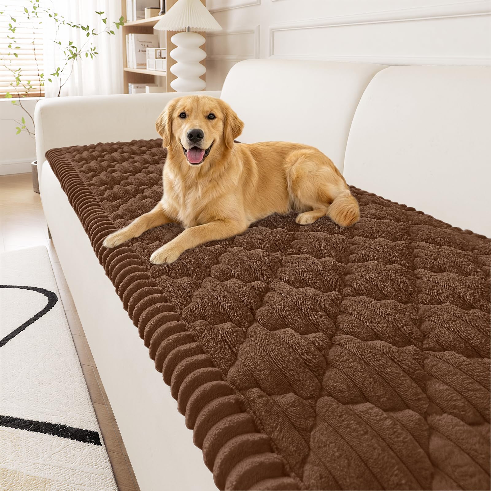Smiry Pet Couch Covers for Dogs Washable, Non-Slip Fuzzy Couch Covers for 3 Cushion Sofa Pet Friendly, Soft Thick Furniture Protector Sofa Slipcover Mat for Dogs
