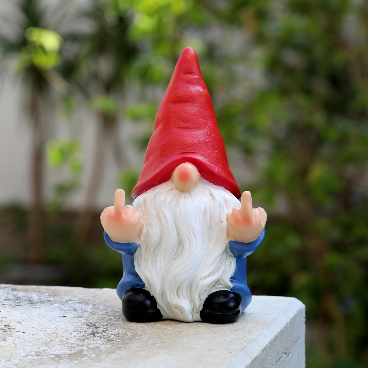 Generic Middle Finger Gnome Statue 7.8in， Naughty Garden Gnome Statue Decoration and Lawn Ornament - Funny Garden Gnomes for Outdoor or Home Decor, Red, WSH004