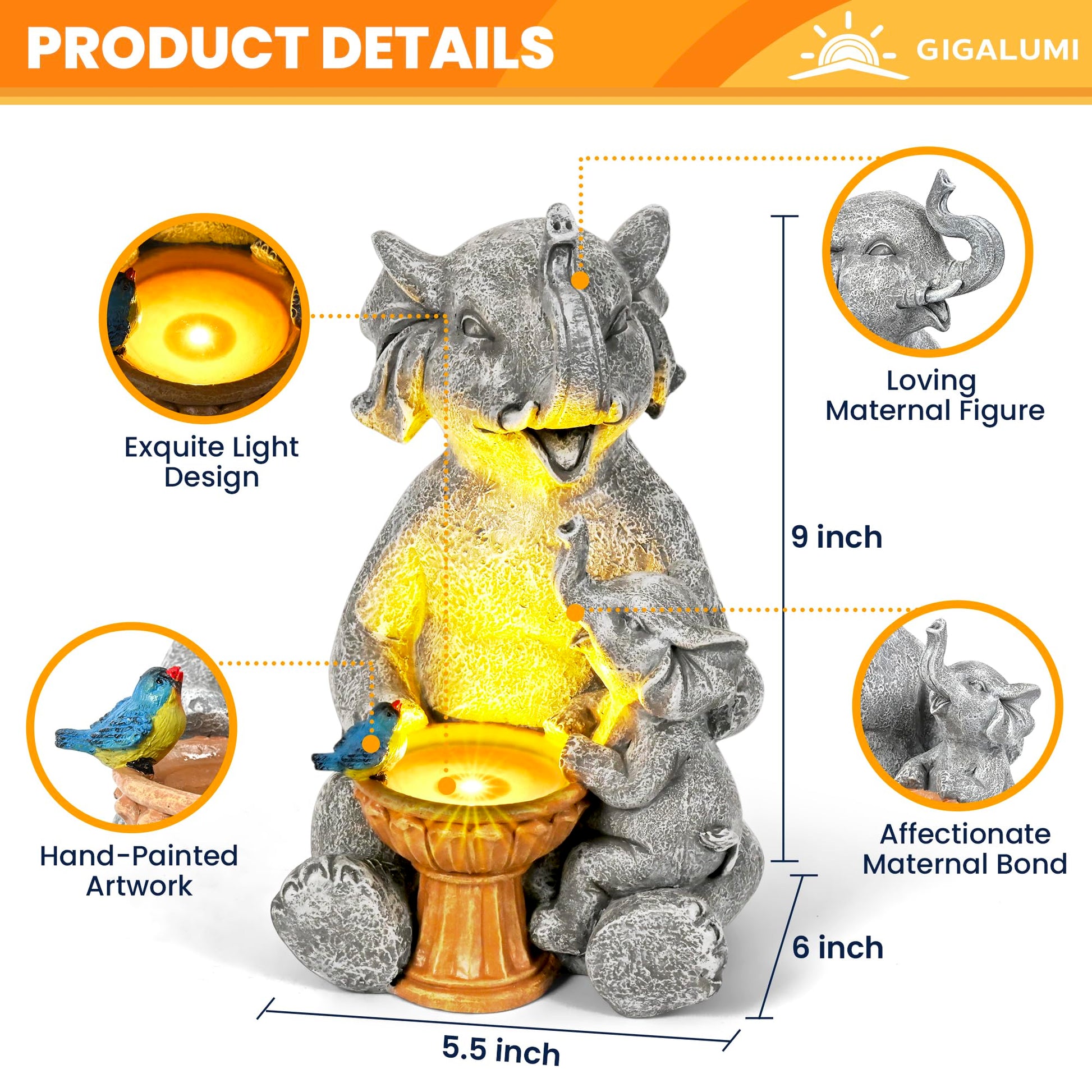 GIGALUMI Solar Garden Statues Outdoor MZ
