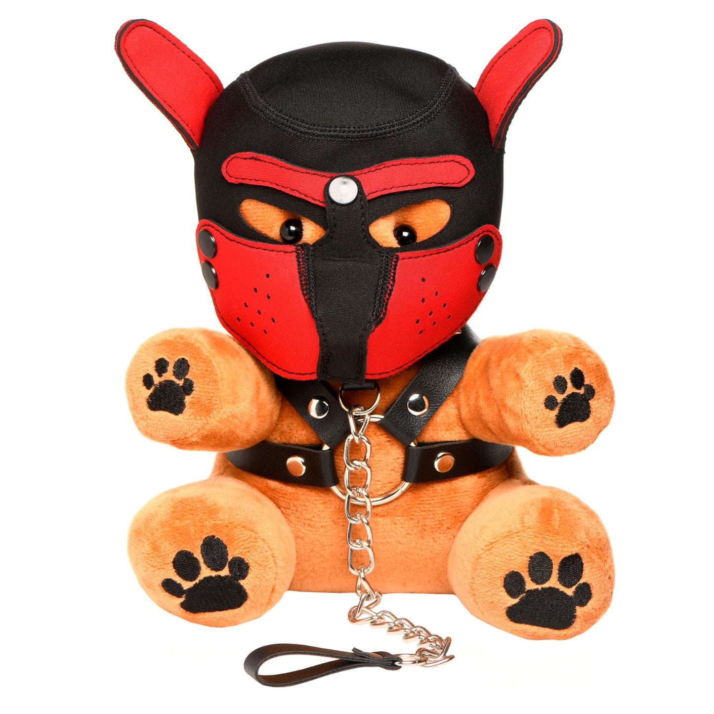 Master Series Pup Bear for Beginners, Men, Women, & Couples. Cuddly Bear with Pup and Bondage Gear. Kinky Gift. 3 Pieces, Brown & Black.