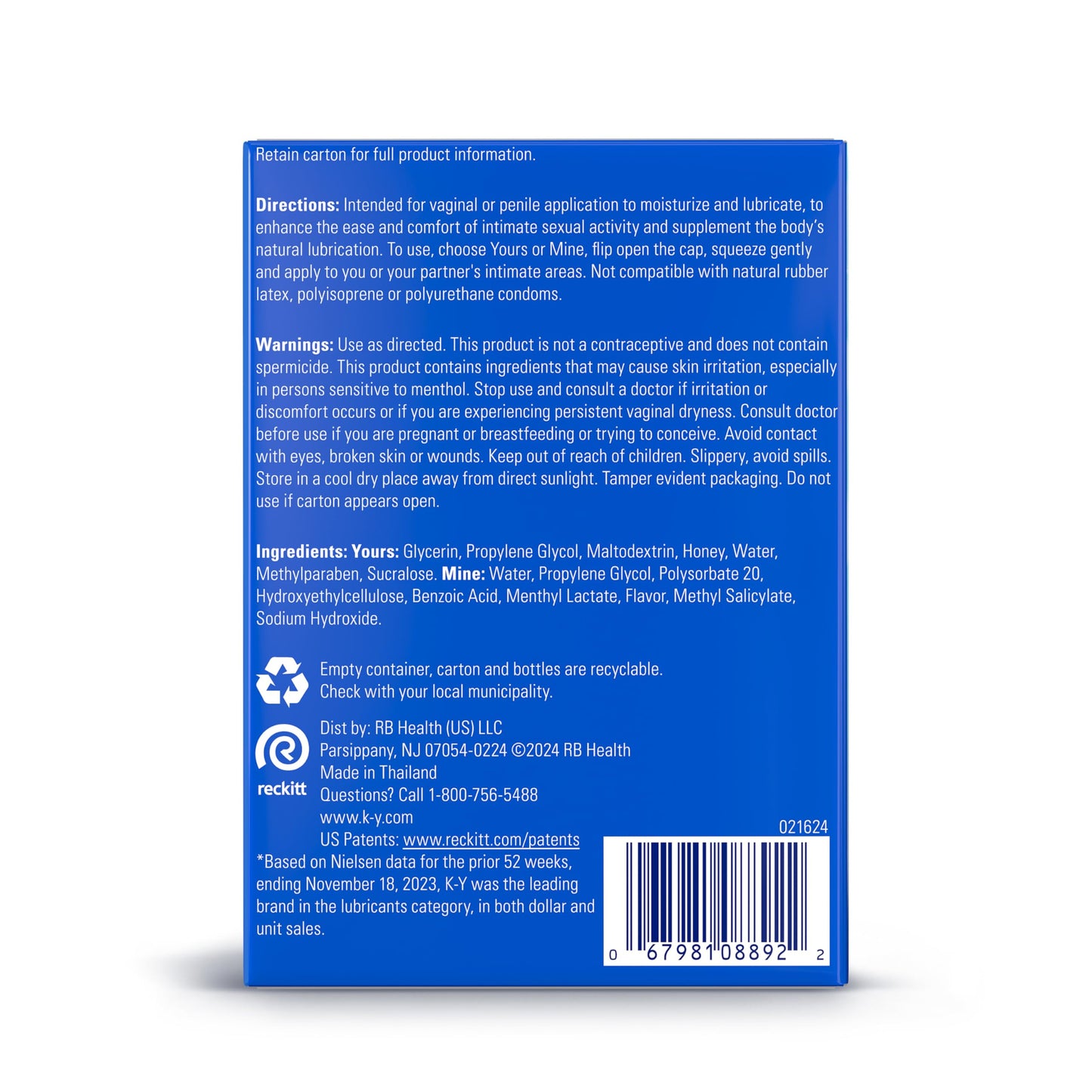 K-Y Yours + Mine Couples Personal Lube, Two Personal Lubricants, Water Based Lube for Women & Glycerin-Based Lube for Men