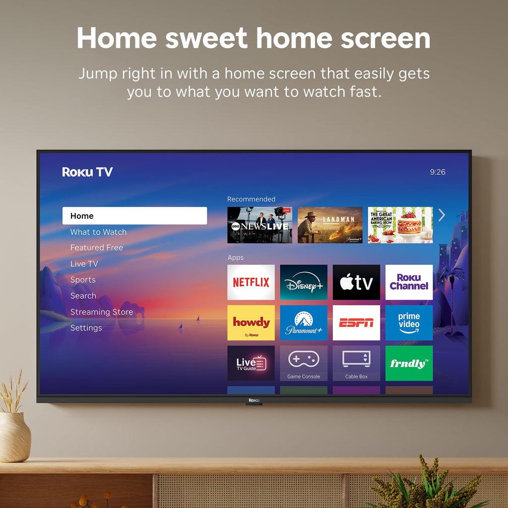Roku Smart TV 2025 – RokuTV with Enhanced Voice Remote – Flat Screen LED Television with Wi-Fi for Streaming Live Local News, Sports, Family Entertainment