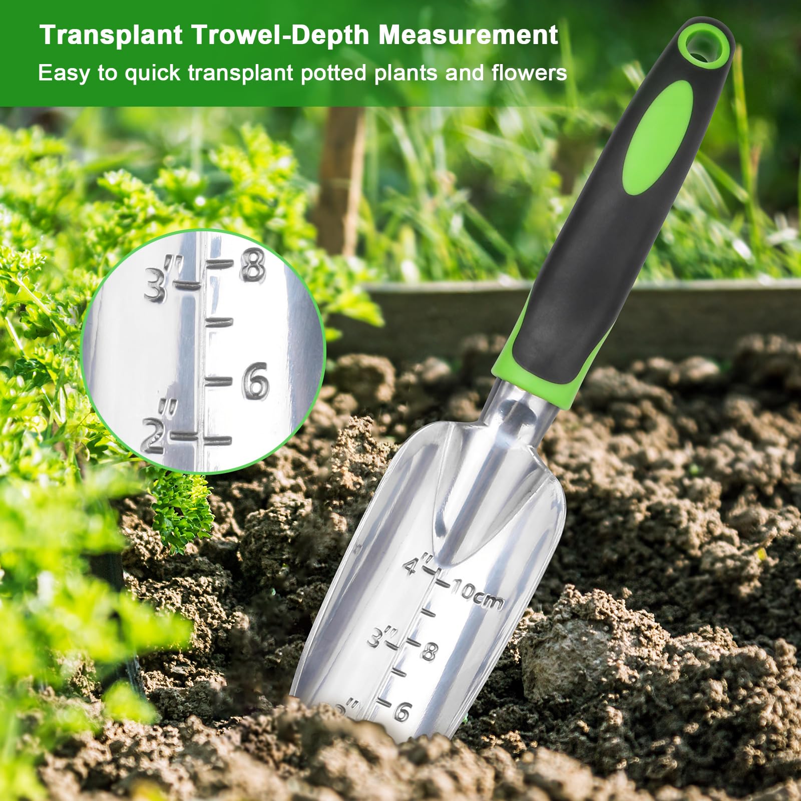 Garden Tools Set, 3 Pack Heavy Duty Gardening Tools Set Include Garden Shovel, Transplant Trowel and Hand Rake