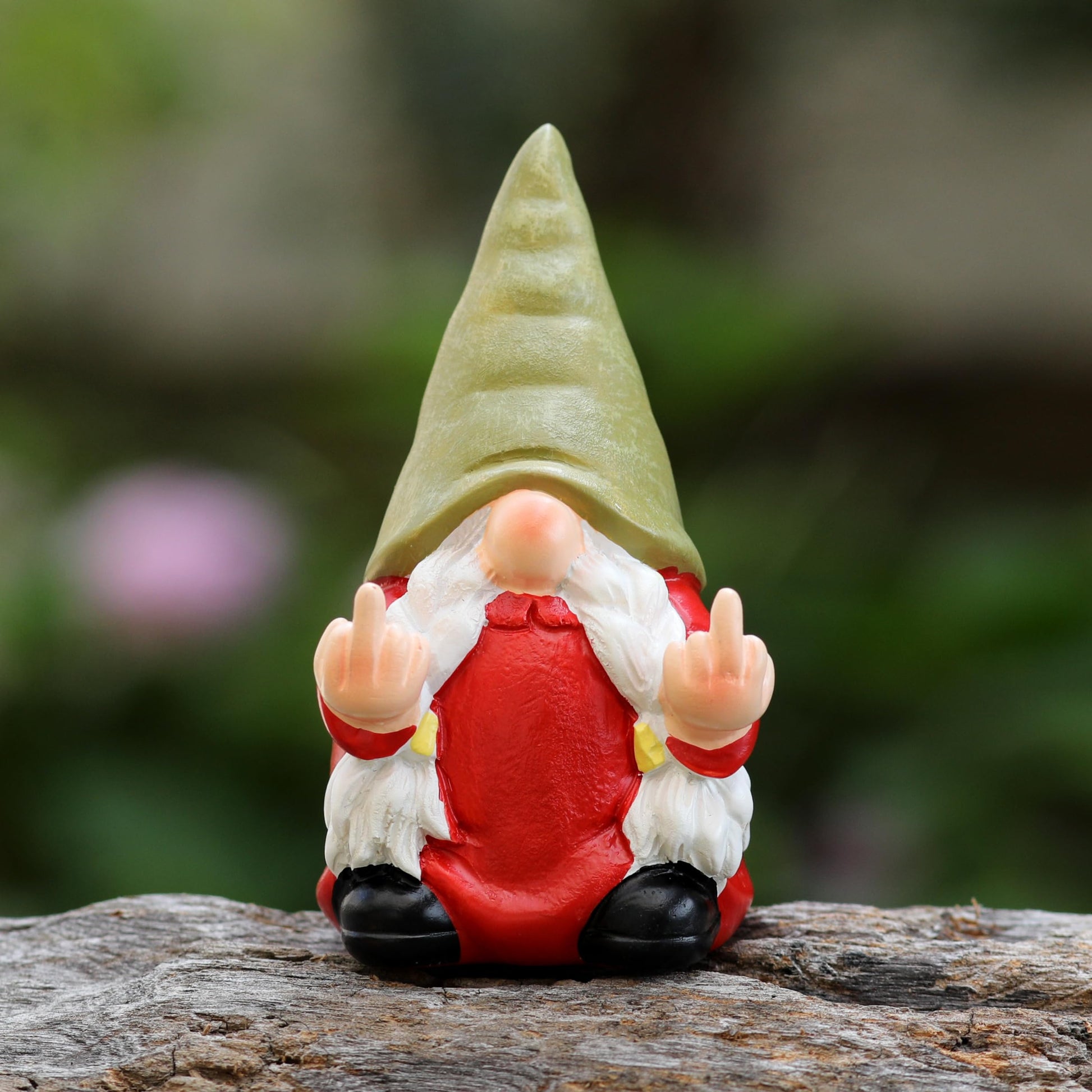 Generic Middle Finger Gnome Statue 7.8in， Naughty Garden Gnome Statue Decoration and Lawn Ornament - Funny Garden Gnomes for Outdoor or Home Decor, Red, WSH004
