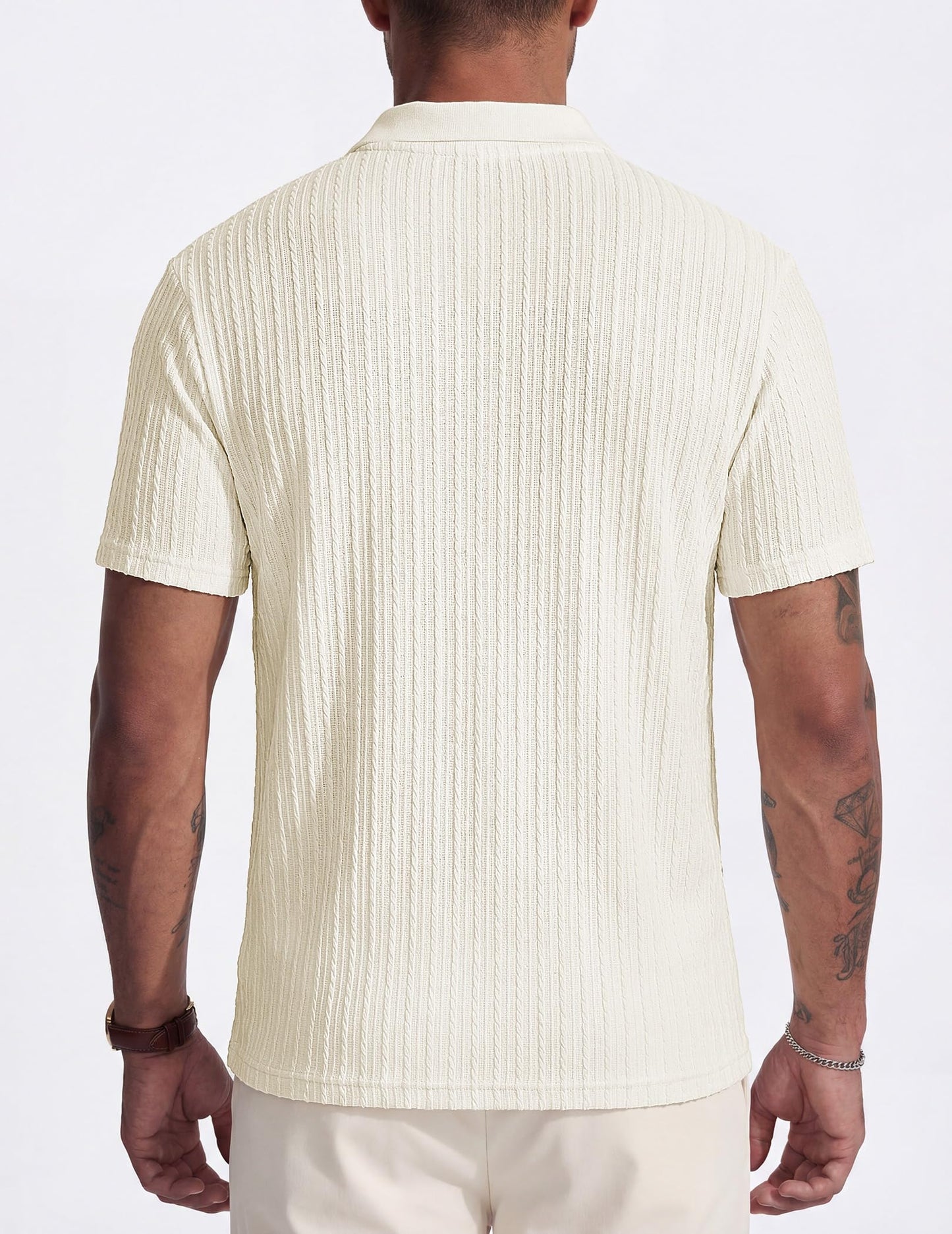 JMIERR Mens Casual Polo Shirt Summer Short Sleeve Vacation Button Beach Knit Stretchy Golf Shirts