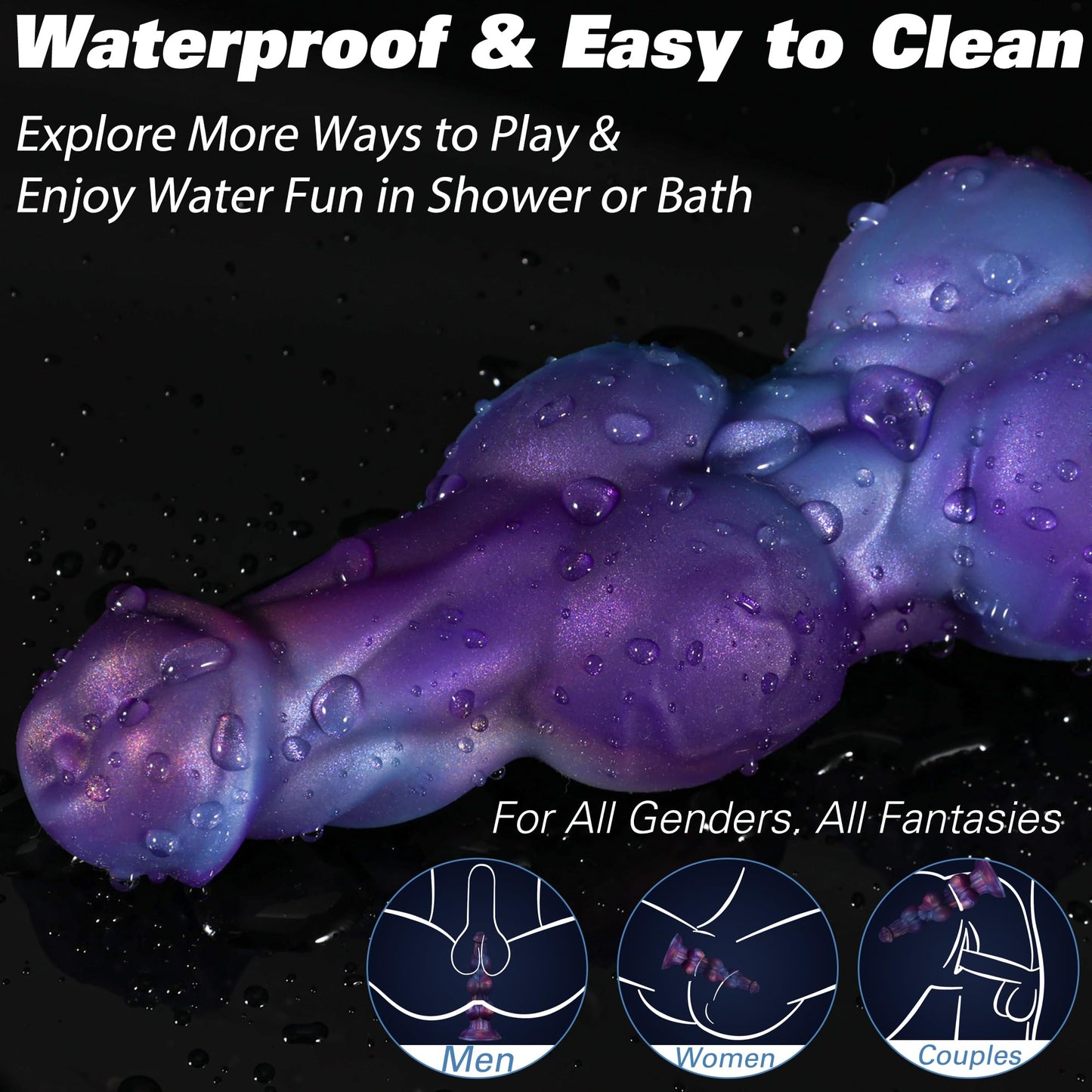 Monster Knot Dildo, Fantasy Thick Knotted Large Silicone Dildo with Strong Suction Cup, Butt Plug for G-Spot & Prostate Stimulation, Anal Training Sex Toy for Advanced Men & Women - Mixed Blue