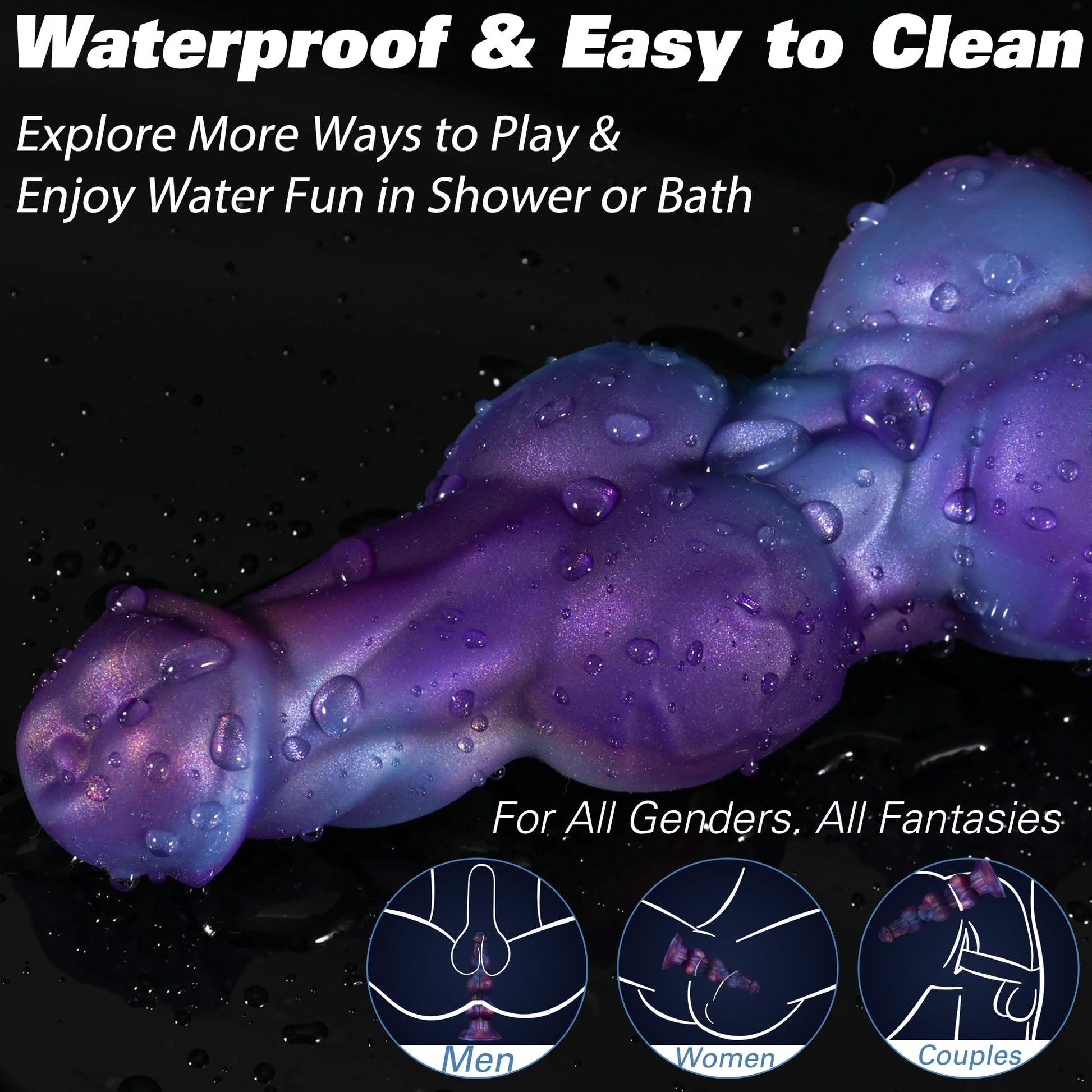 Monster Knot Dildo, Fantasy Thick Knotted Large Silicone Dildo with Strong Suction Cup, Butt Plug for G-Spot & Prostate Stimulation, Anal Training Sex Toy for Advanced Men & Women - Mixed Blue