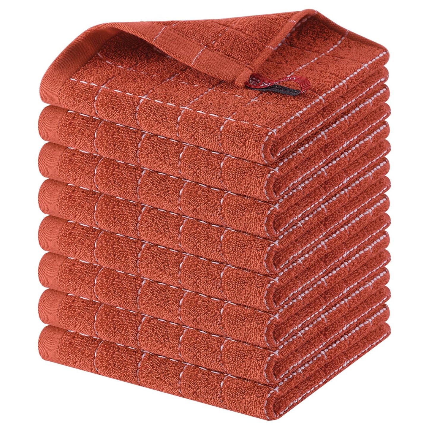 Homaxy 100% Cotton Terrycloth Check Design Dish Cloths & Dish Towels, Soft and Absorbent, Perfect for Kitchen Drying and Washing