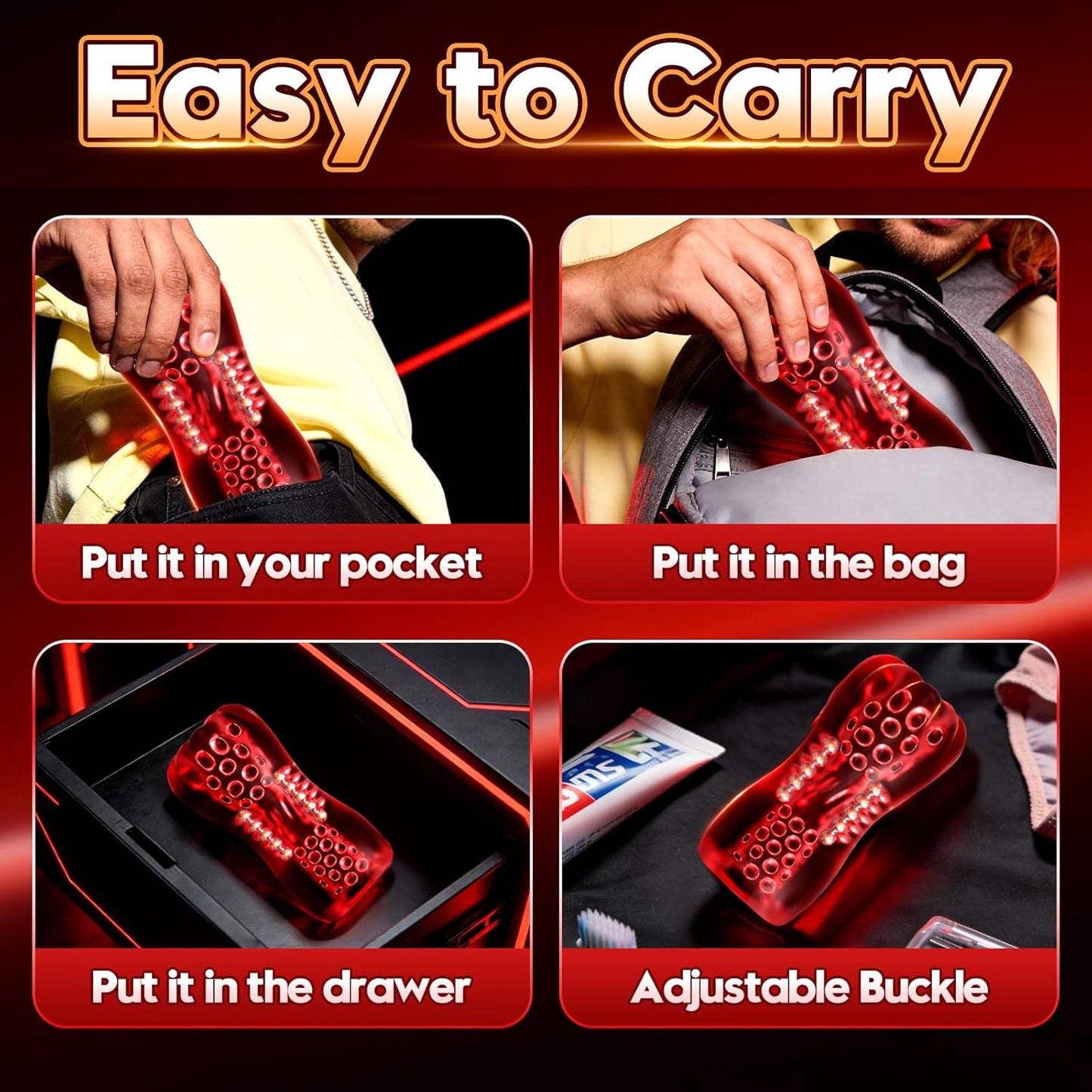 Male Masturbator Sex Toys, Yaluye Male Sex Toy Pocket Pussy, Male Masturbation with 20 Massage Steel Balls, 3D Realistic Texture Channel Penis Training Sex Toys for Men, Adult Sex Toys & Games (Red)