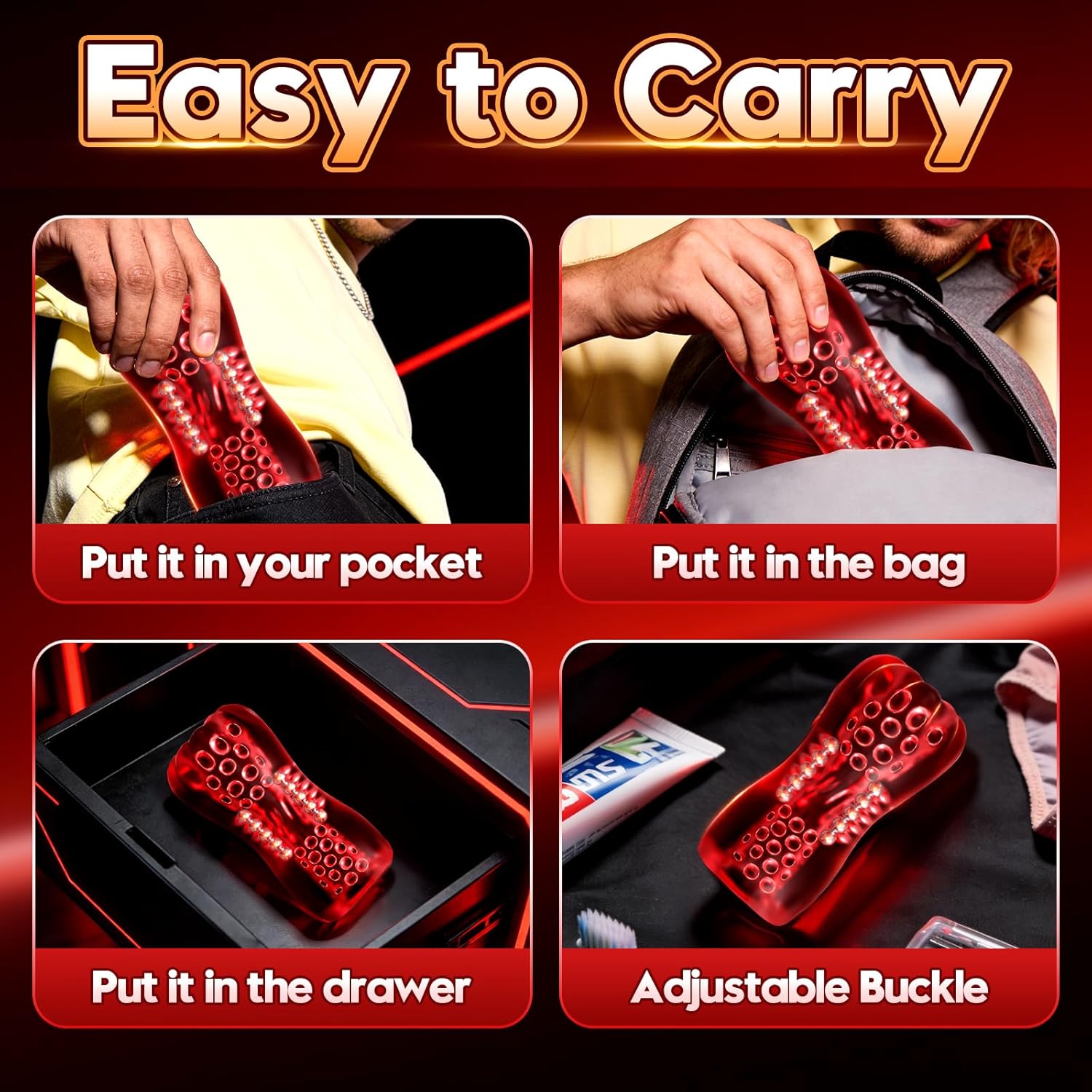 Male Masturbator Sex Toys, Yaluye Male Sex Toy Pocket Pussy, Male Masturbation with 20 Massage Steel Balls, 3D Realistic Texture Channel Penis Training Sex Toys for Men, Adult Sex Toys & Games (Red)