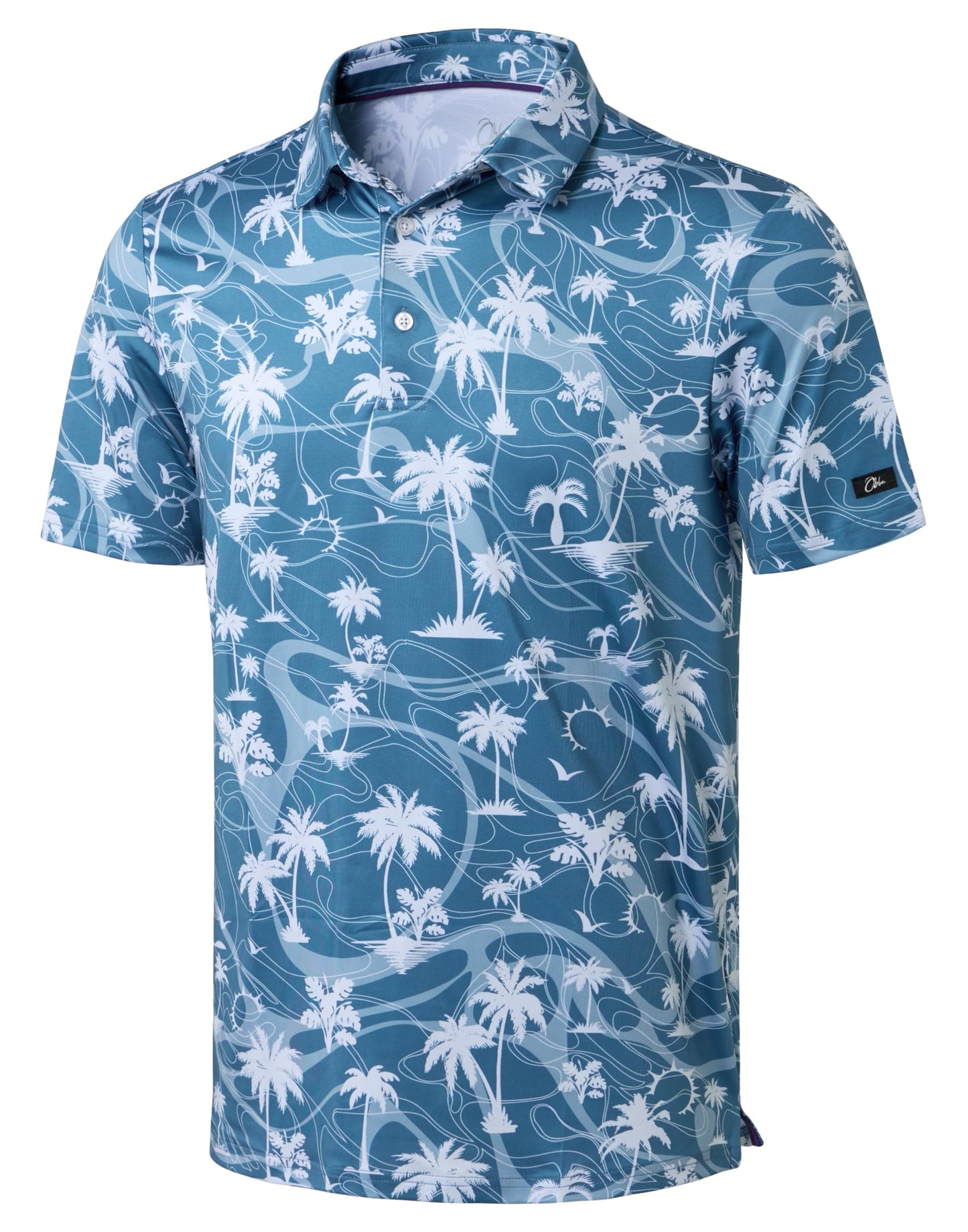 Obla Mens Golf Polo Shirts Short Sleeve Dry Fit Performance Moisture Wicking Casual Print Collared Golf Shirts for Men