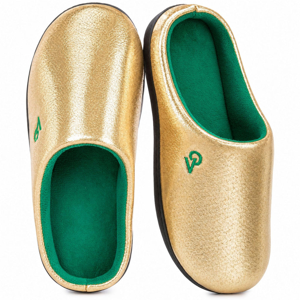 VeraCosy Men's Two-Tone Memory Foam House Slippers Indoor Outdoor Durable Rubber Sole