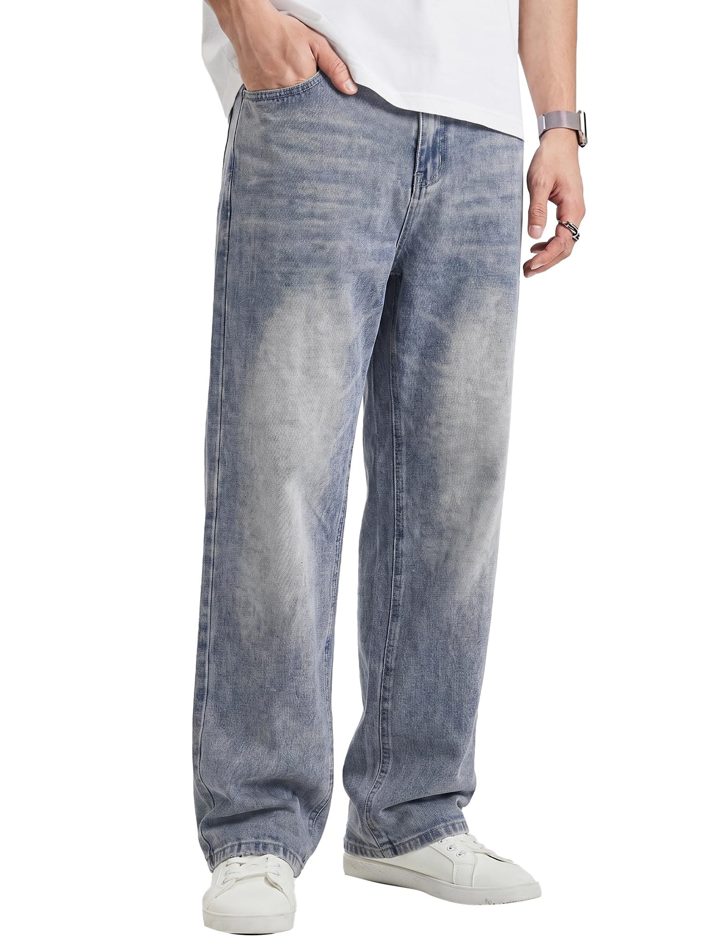 JMIERR Mens Baggy Jeans Stretch Casual Loose Fit Jeans Streetwear Denim Pants