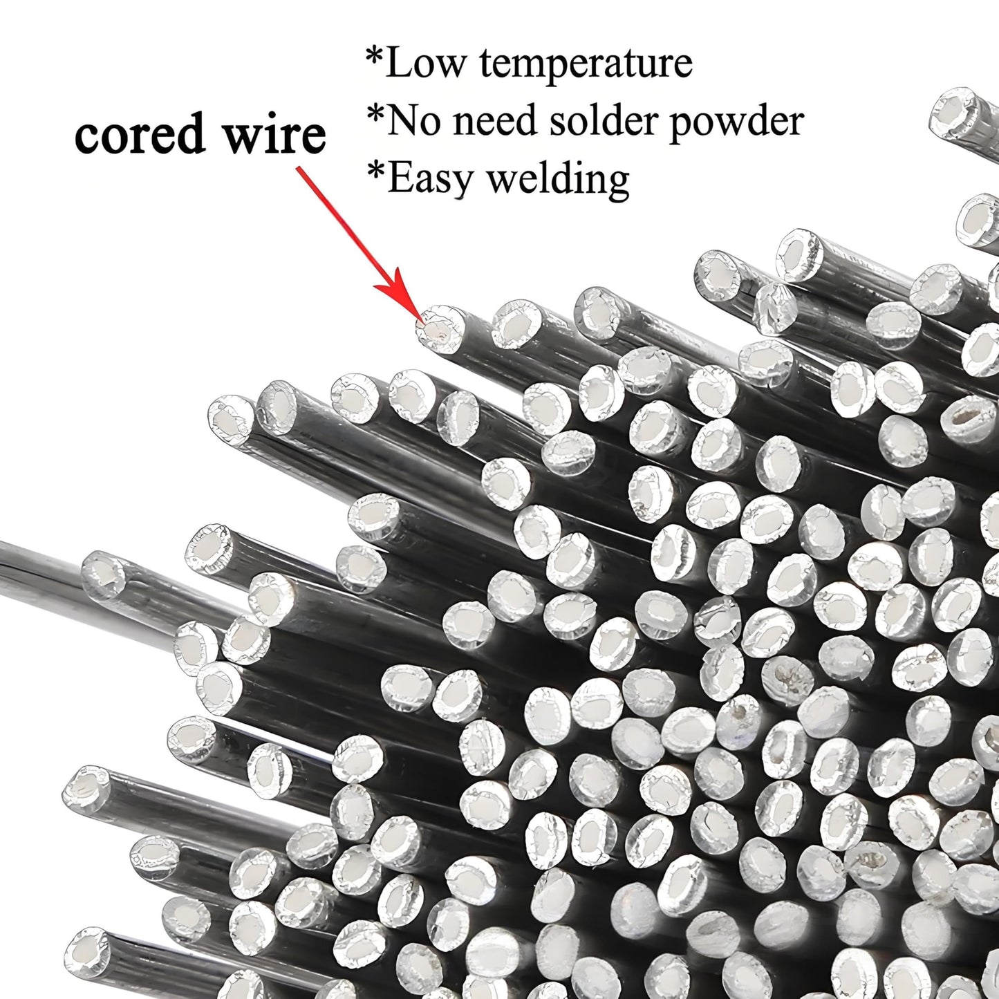 Flux Core Aluminum Welding Rods, Low Temperature Easy Melt Aluminum Welding Sticks for DIY & Household Appliance Repair