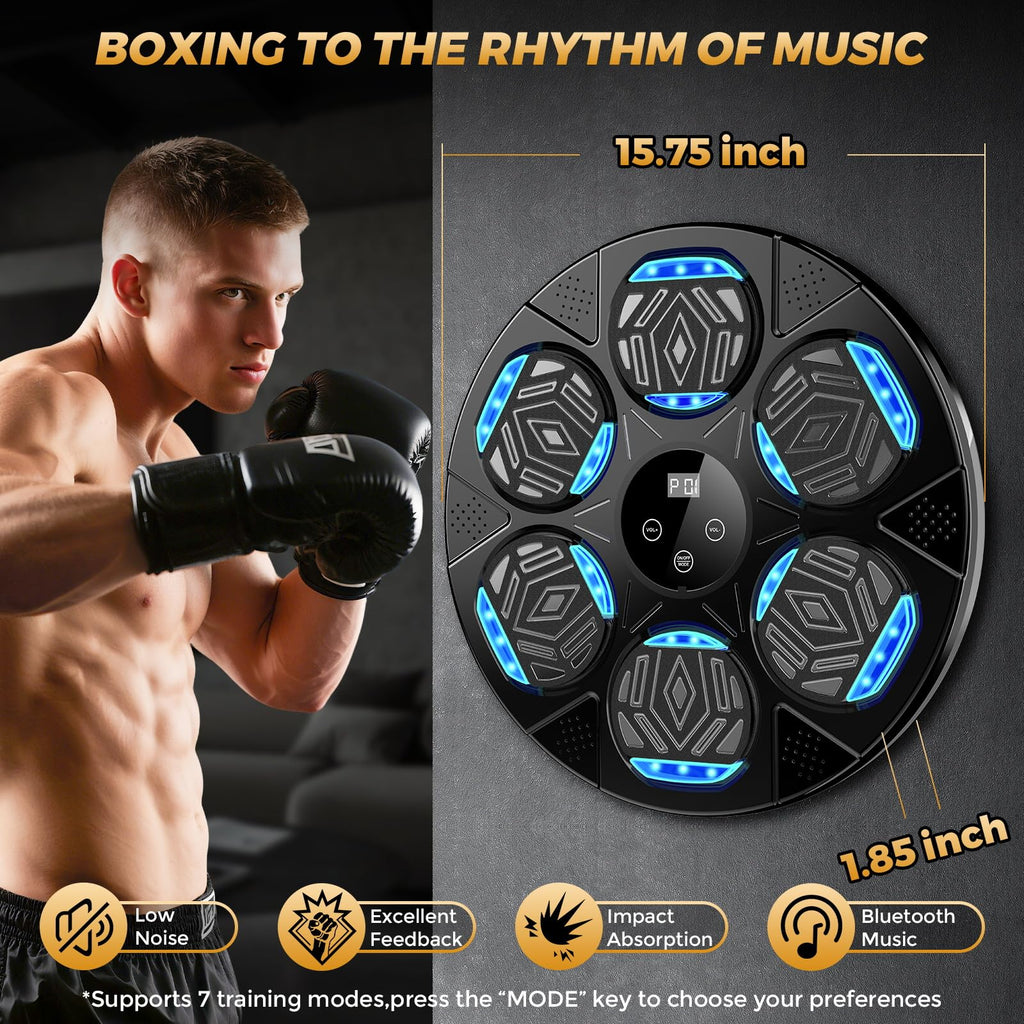 LOLBOX Music Boxing Machine, Boxing Wall Mount Machine for Kids Adult, Bluetooth Smart Boxing Traineing Machine with Boxing Gloves, Boxing Workout Equipment Target for Home, Office, Gym (Upgrade)