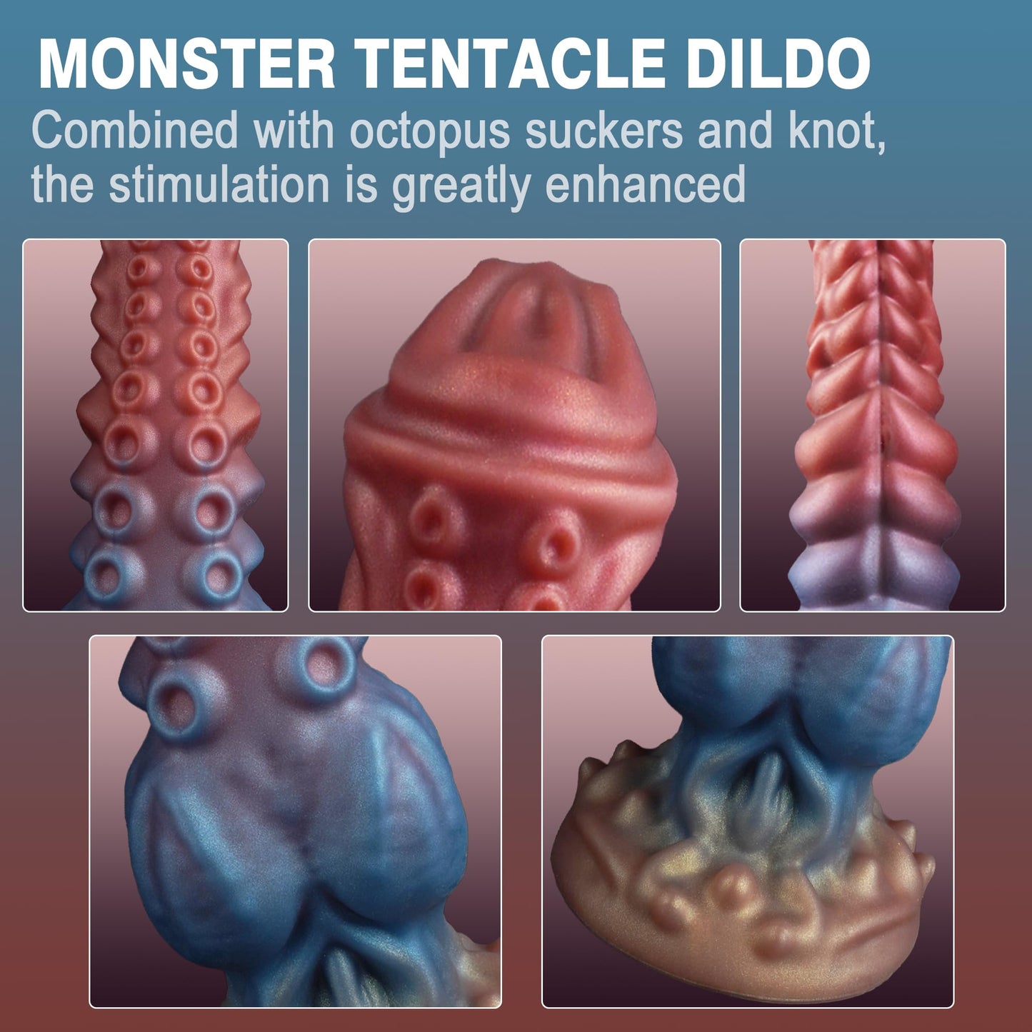 9.7in Huge Fantasy Monster Tentacle Dildo, Large Dragon Horse Thick Anal Knot Giant Big Dog Alien Silicone Knotted Dildo with Suction Cup, Adult Prostate Sex Toys for G Spot Gay Men Women