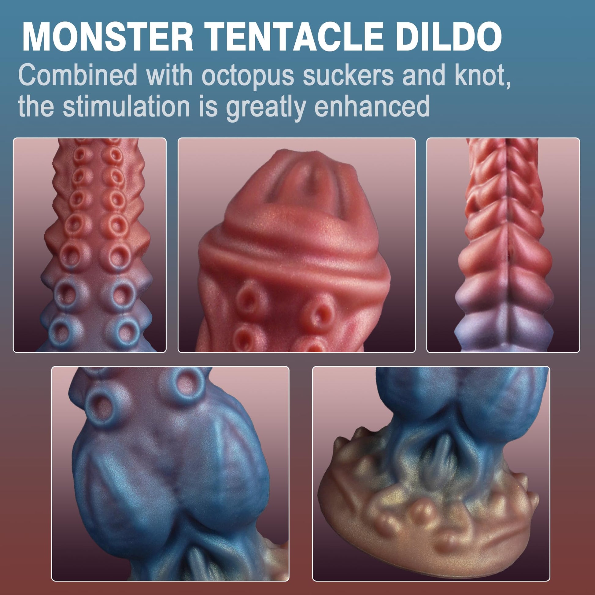 9.7in Huge Fantasy Monster Tentacle Dildo, Large Dragon Horse Thick Anal Knot Giant Big Dog Alien Silicone Knotted Dildo with Suction Cup, Adult Prostate Sex Toys for G Spot Gay Men Women
