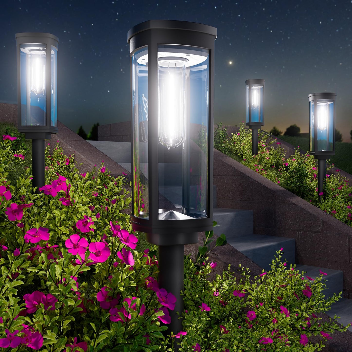 BITPOTT Solar Pathway Lights Waterproof, Solar Garden Decorative Landscape Lights for Walkway Driveway Lawn Patio Side Walk Yard Decor