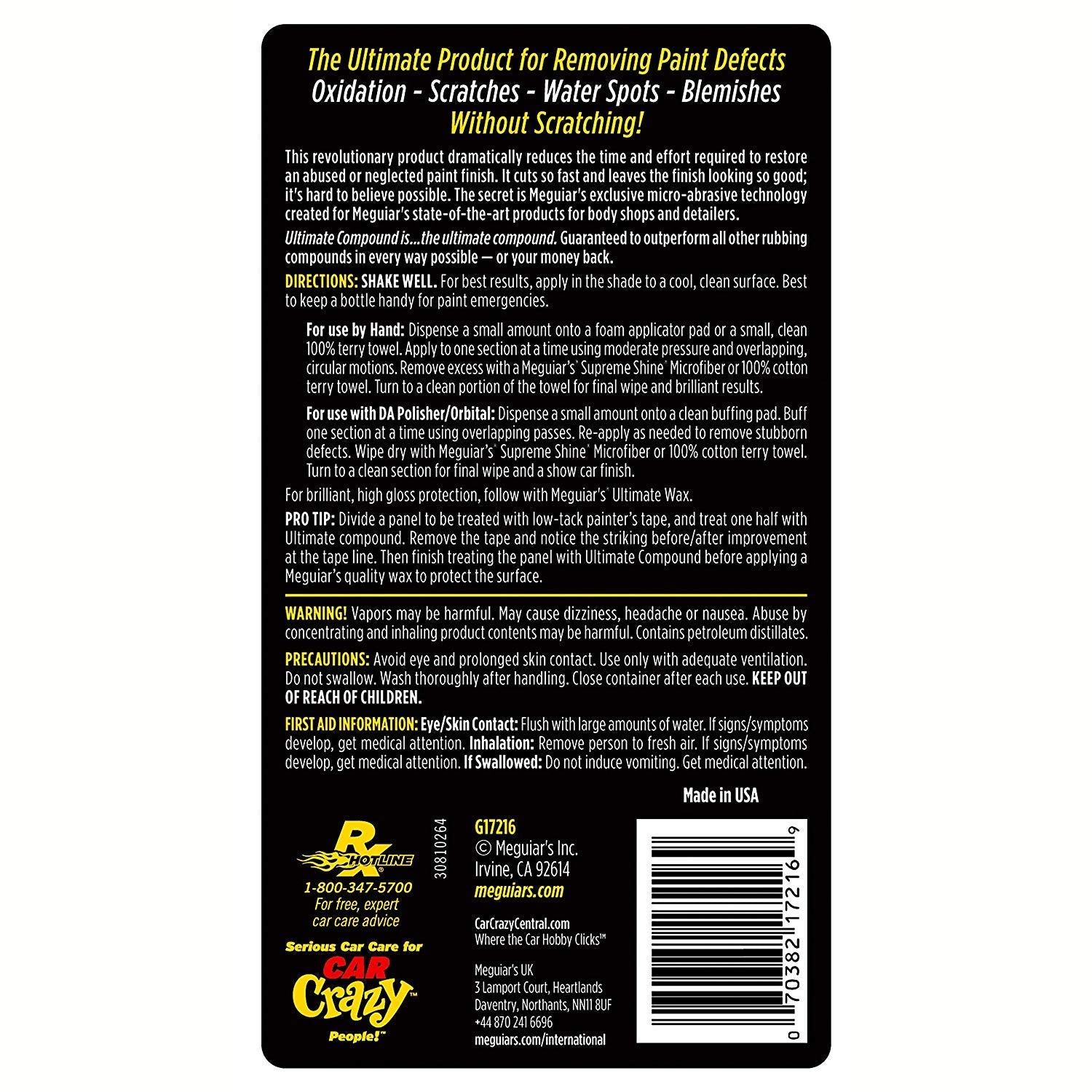 Meguiar's G17216 Ultimate Compound - 15.2 oz. - 2 Pack