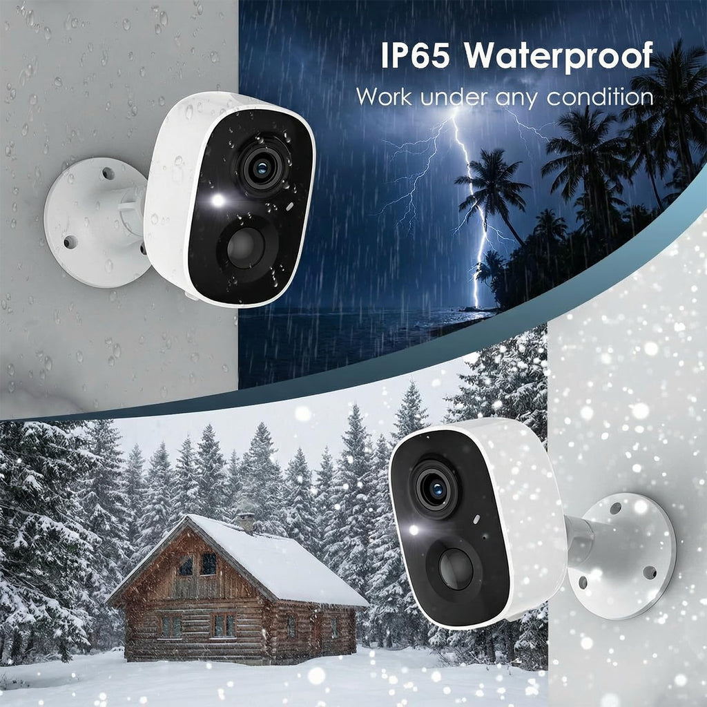 GMK Security Cameras Wireless Outdoor, WiFi Battery Powered Camera, 2-Way Talk IP65 Waterproof, Remote Access, Cloud/SD Storage