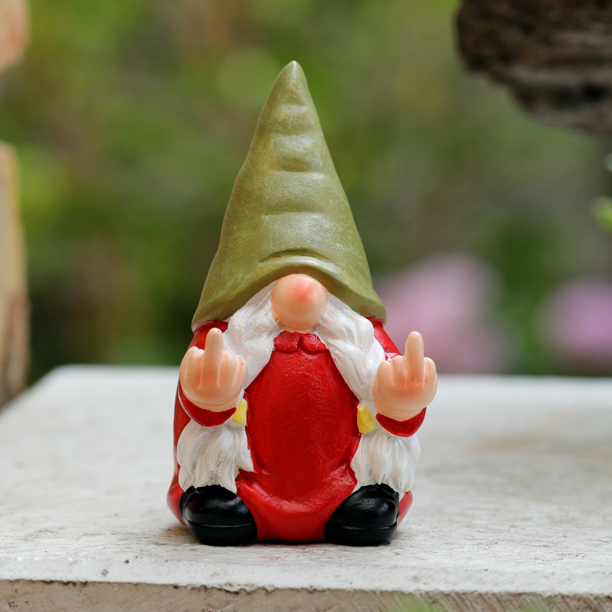 Generic Middle Finger Gnome Statue 7.8in， Naughty Garden Gnome Statue Decoration and Lawn Ornament - Funny Garden Gnomes for Outdoor or Home Decor, Red, WSH004