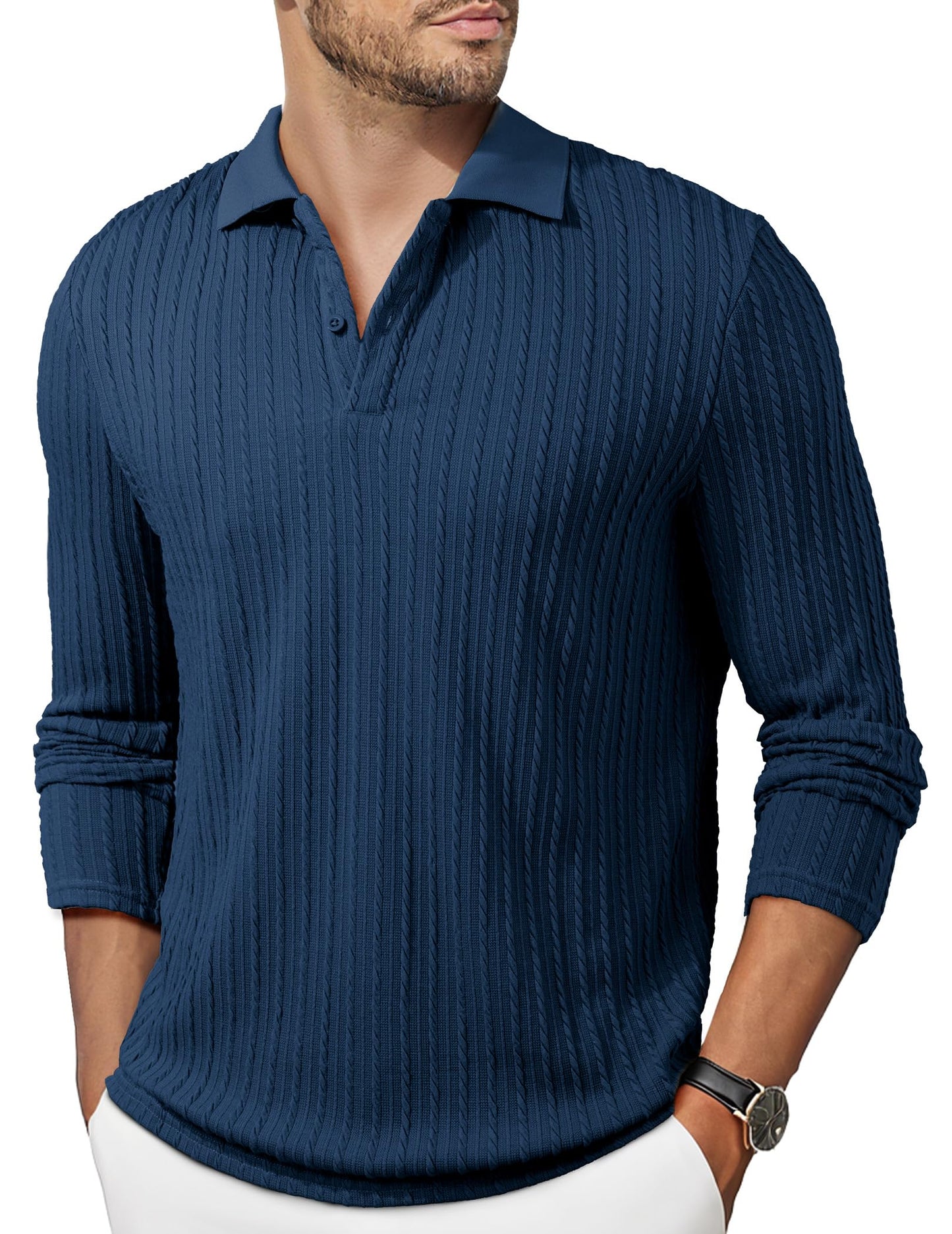 JMIERR Mens Casual Polo Shirt Summer Short Sleeve Vacation Button Beach Knit Stretchy Golf Shirts